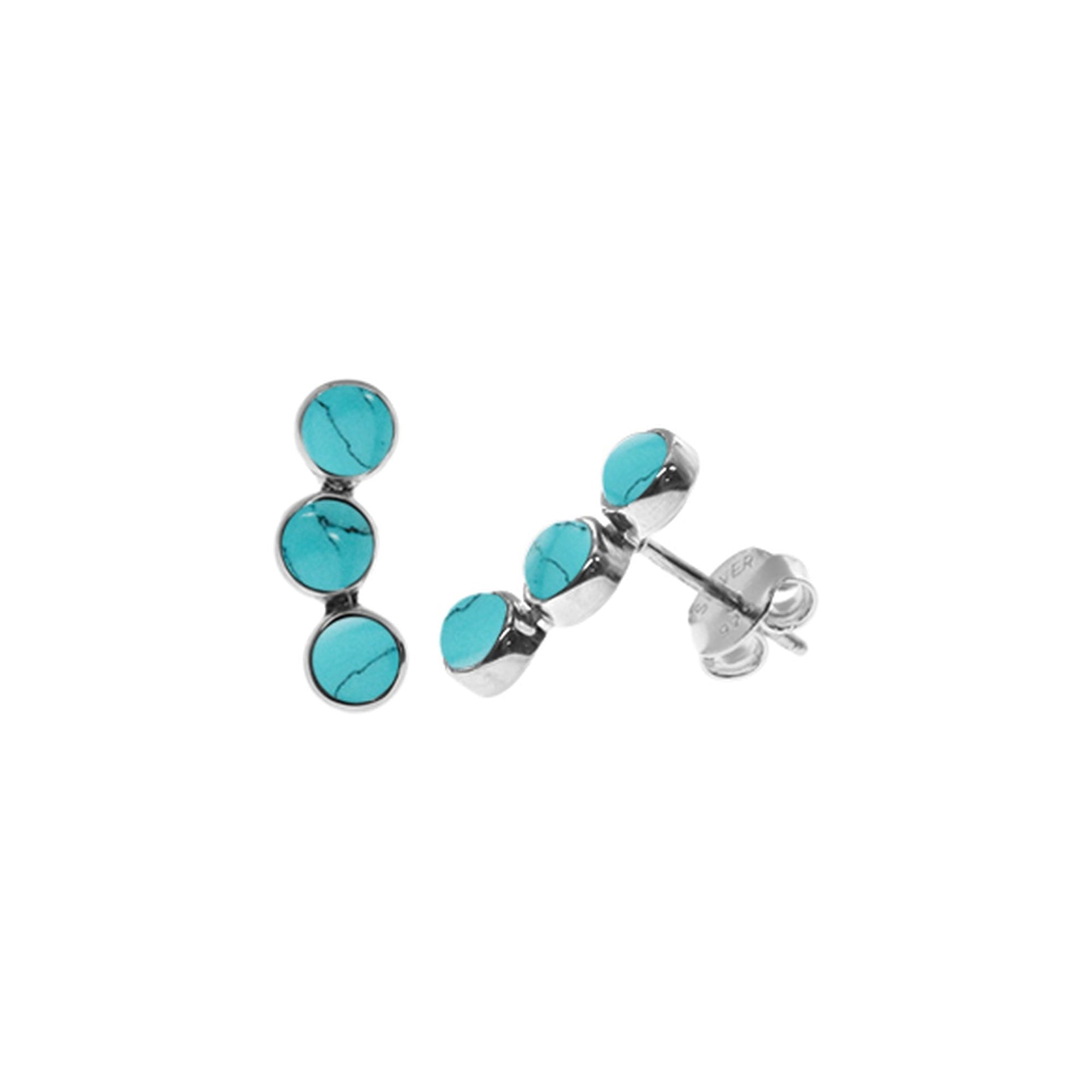 Samira cascading triple turquoise studs