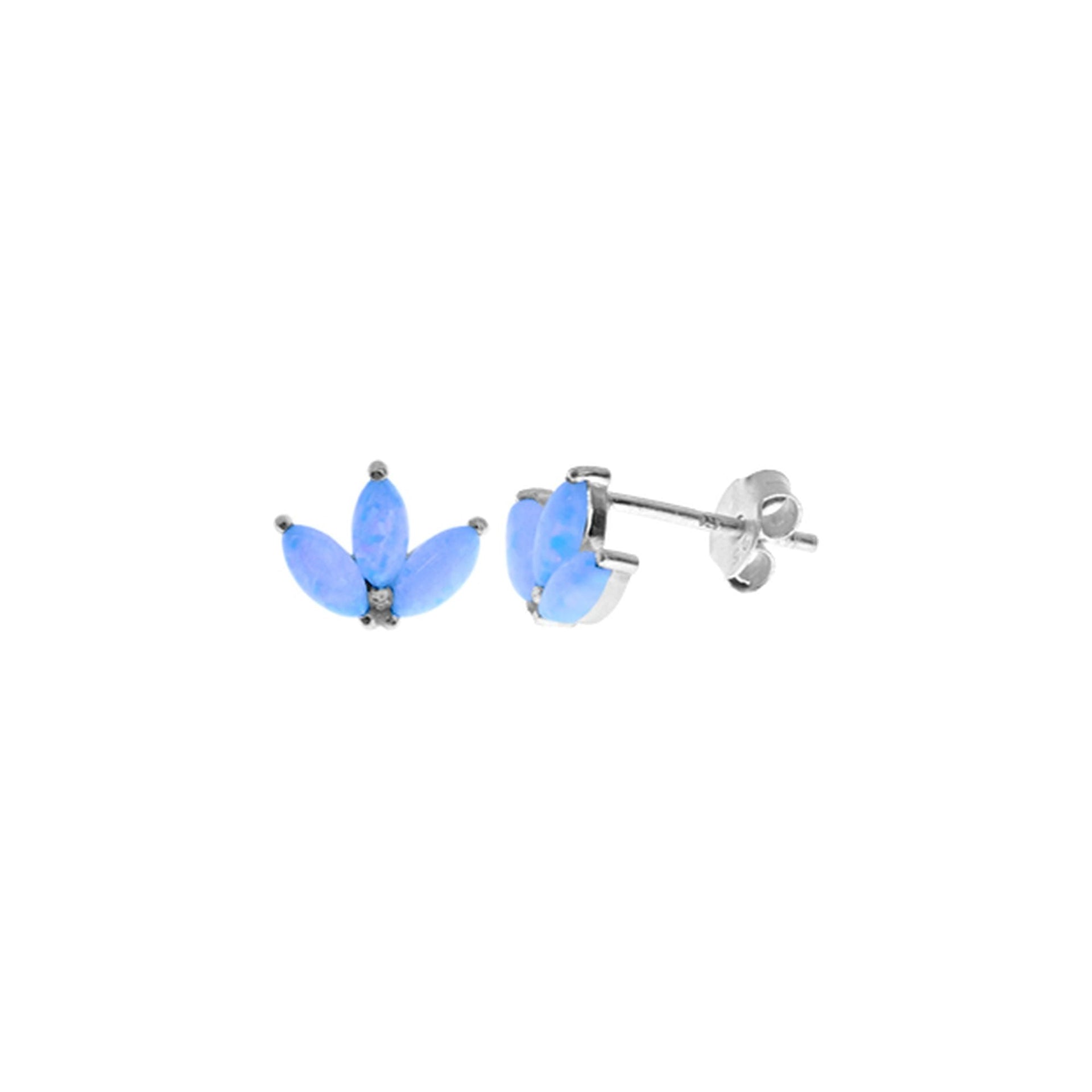 Bethan triple marquis blue opalique fan studs