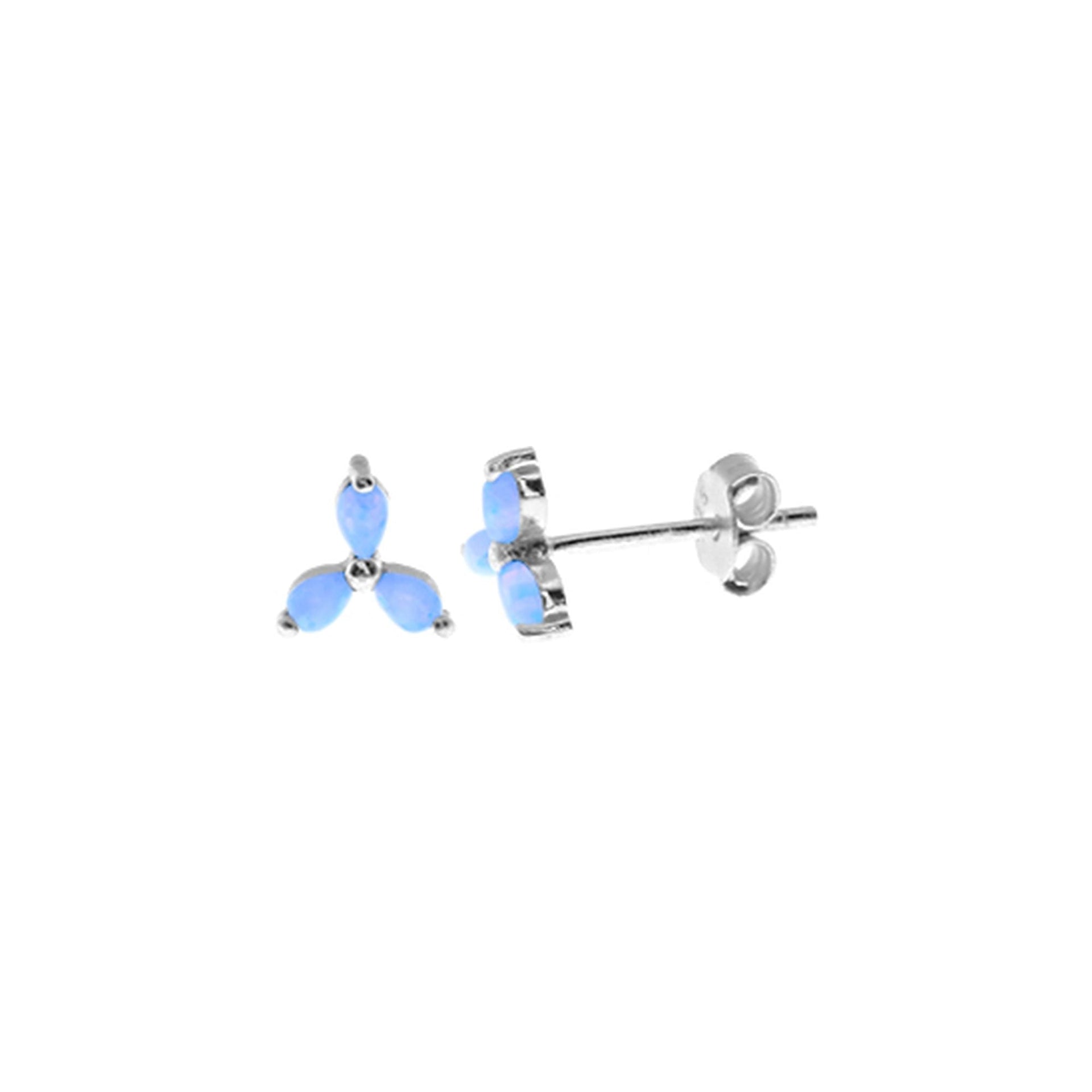 Bethan triple prong fan blue opalique studs