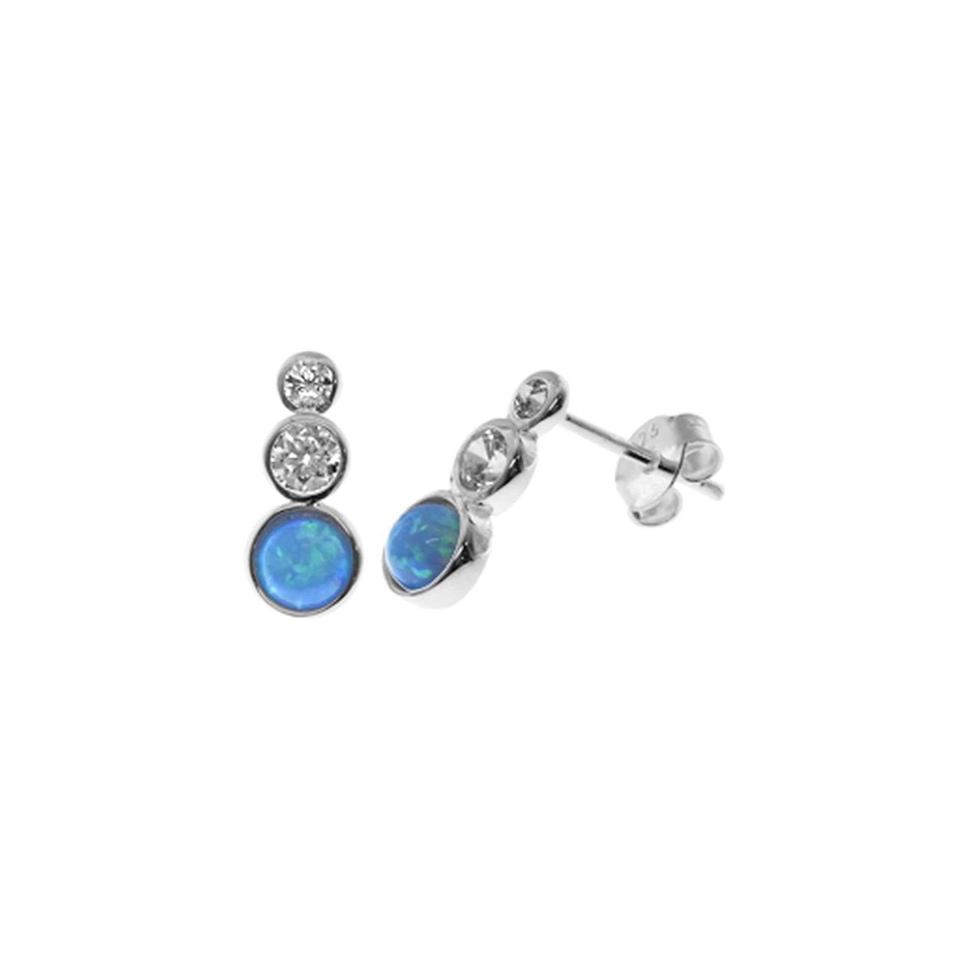 Alexis graduated blue opalique & CZ cascading studs