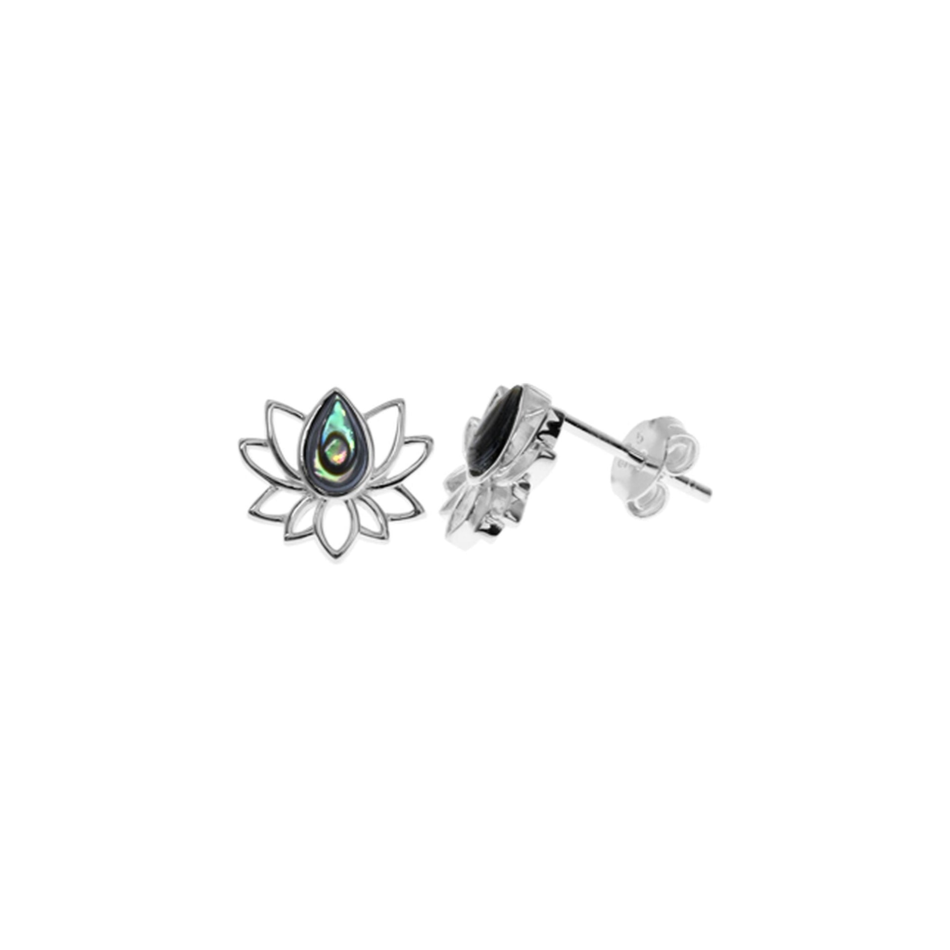 Leona paua shell lotus flower studs