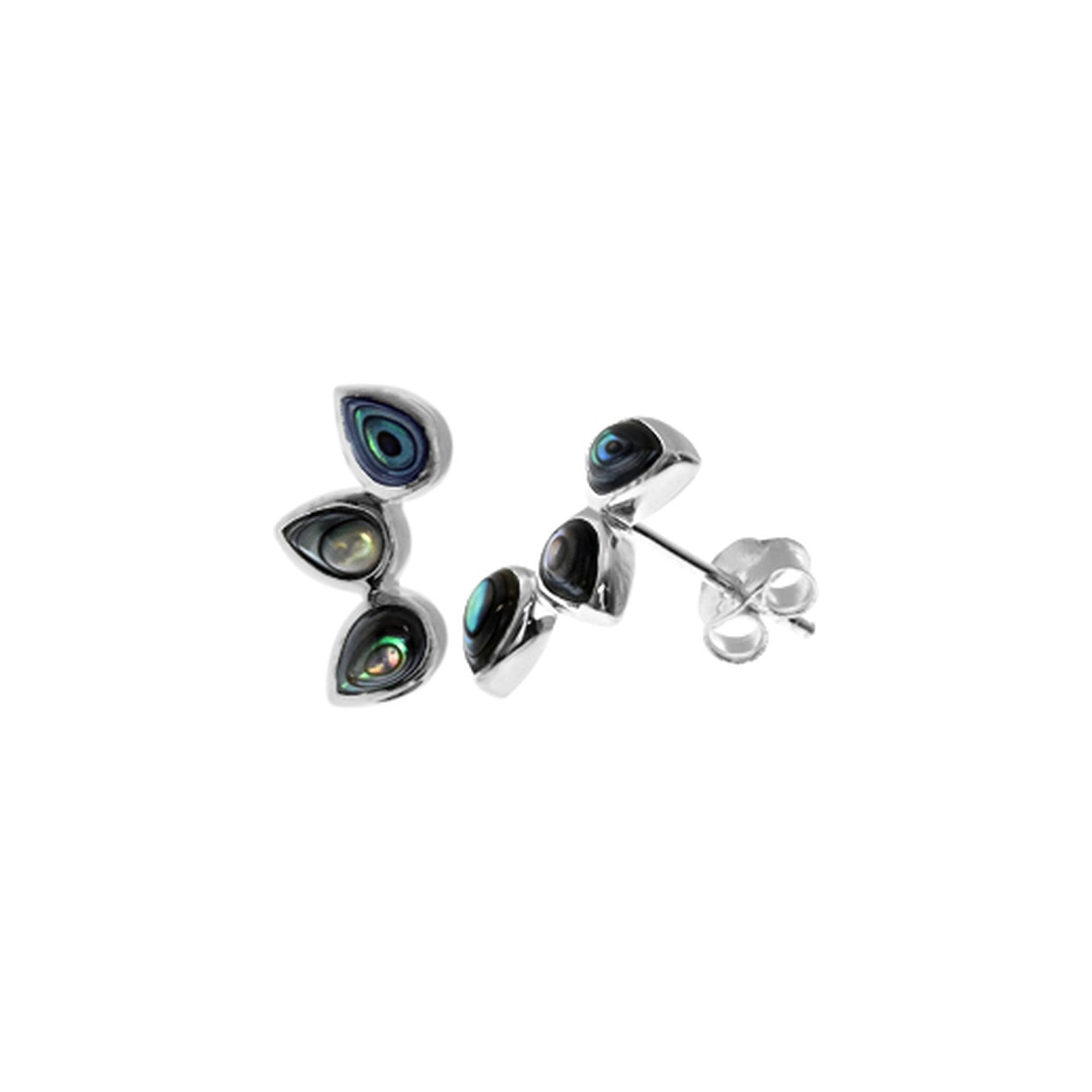 Bronwen triple teardrop paua shell studs