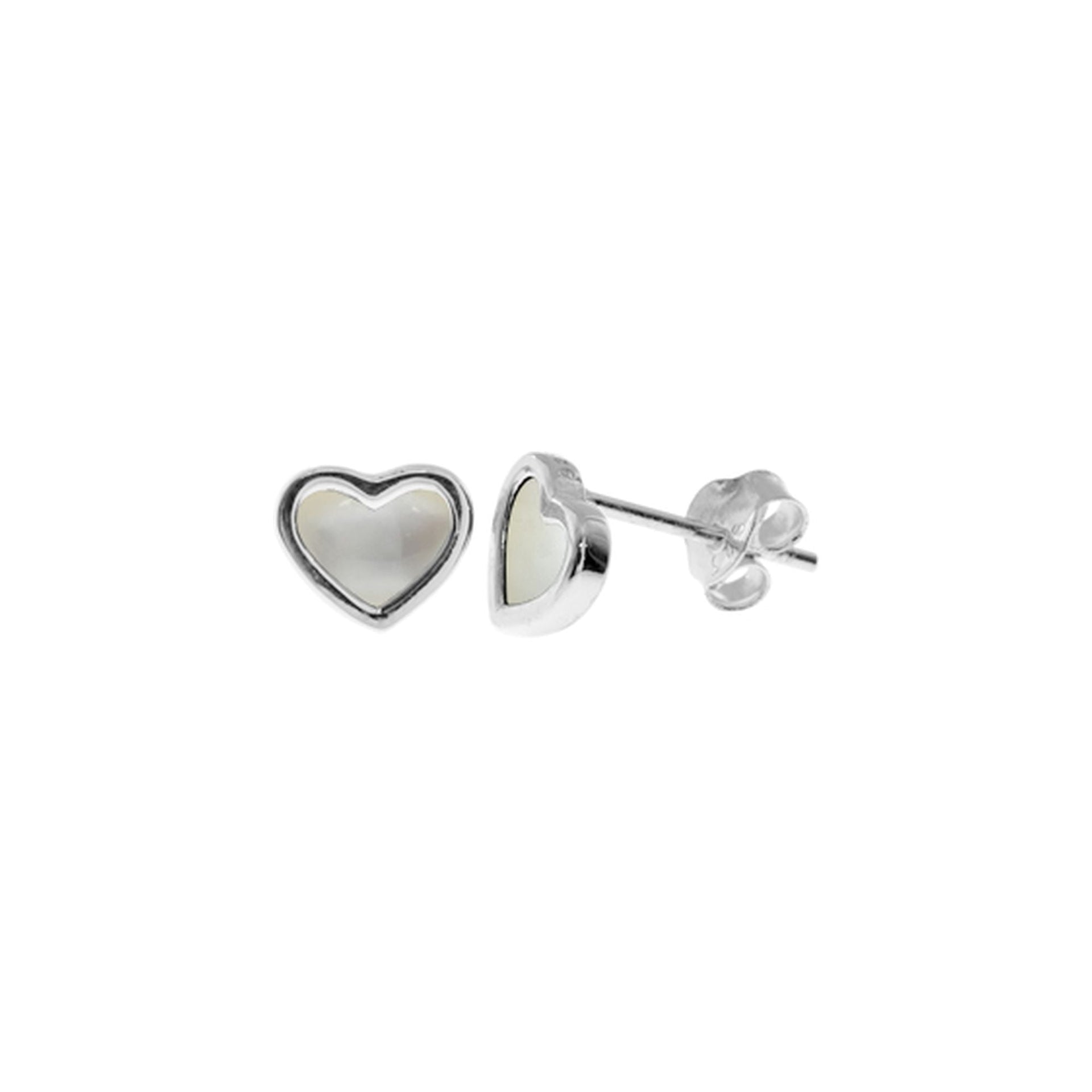 Bronwen wide framed mother of pearl heart studs