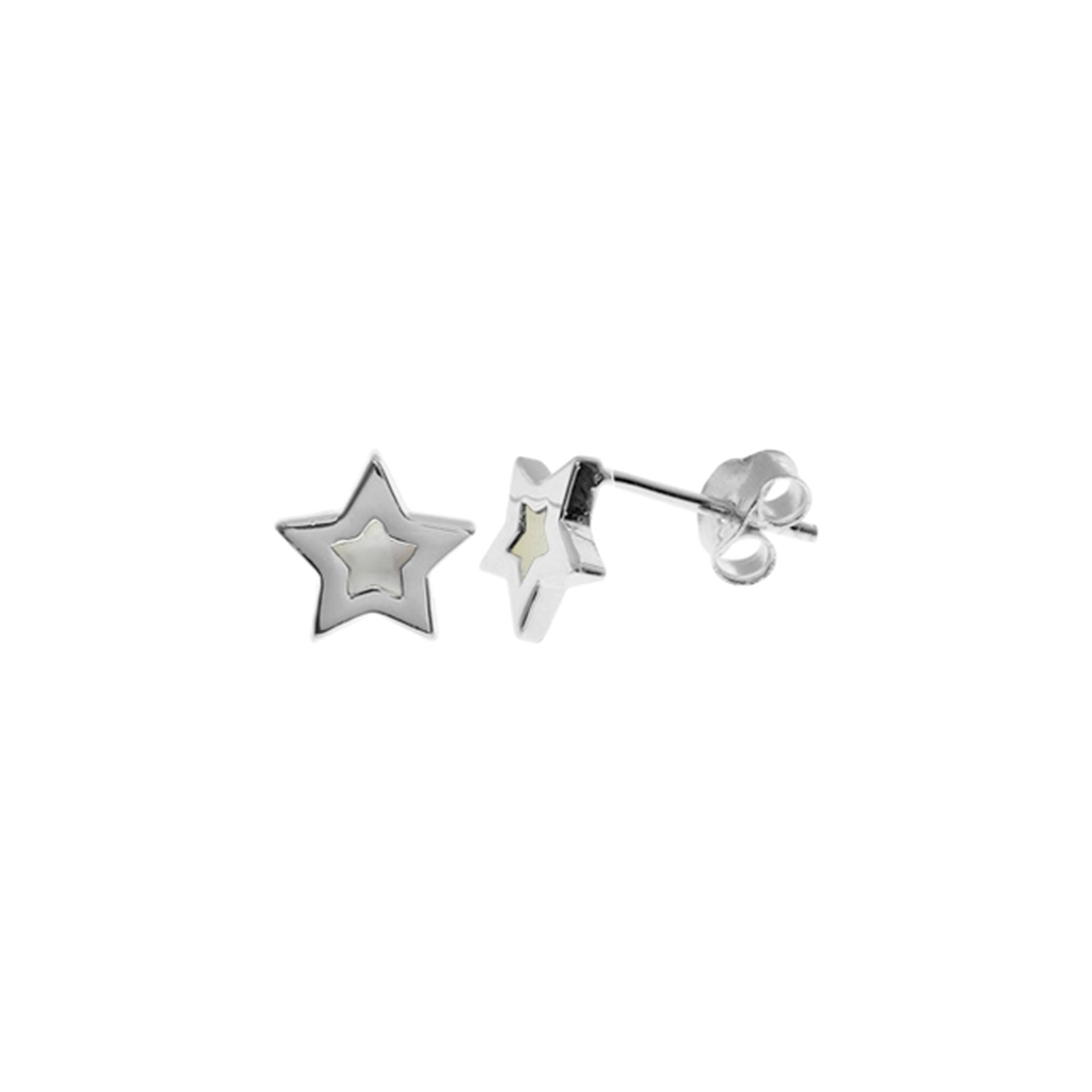 Bronwen wide framed mother of pearl star studs