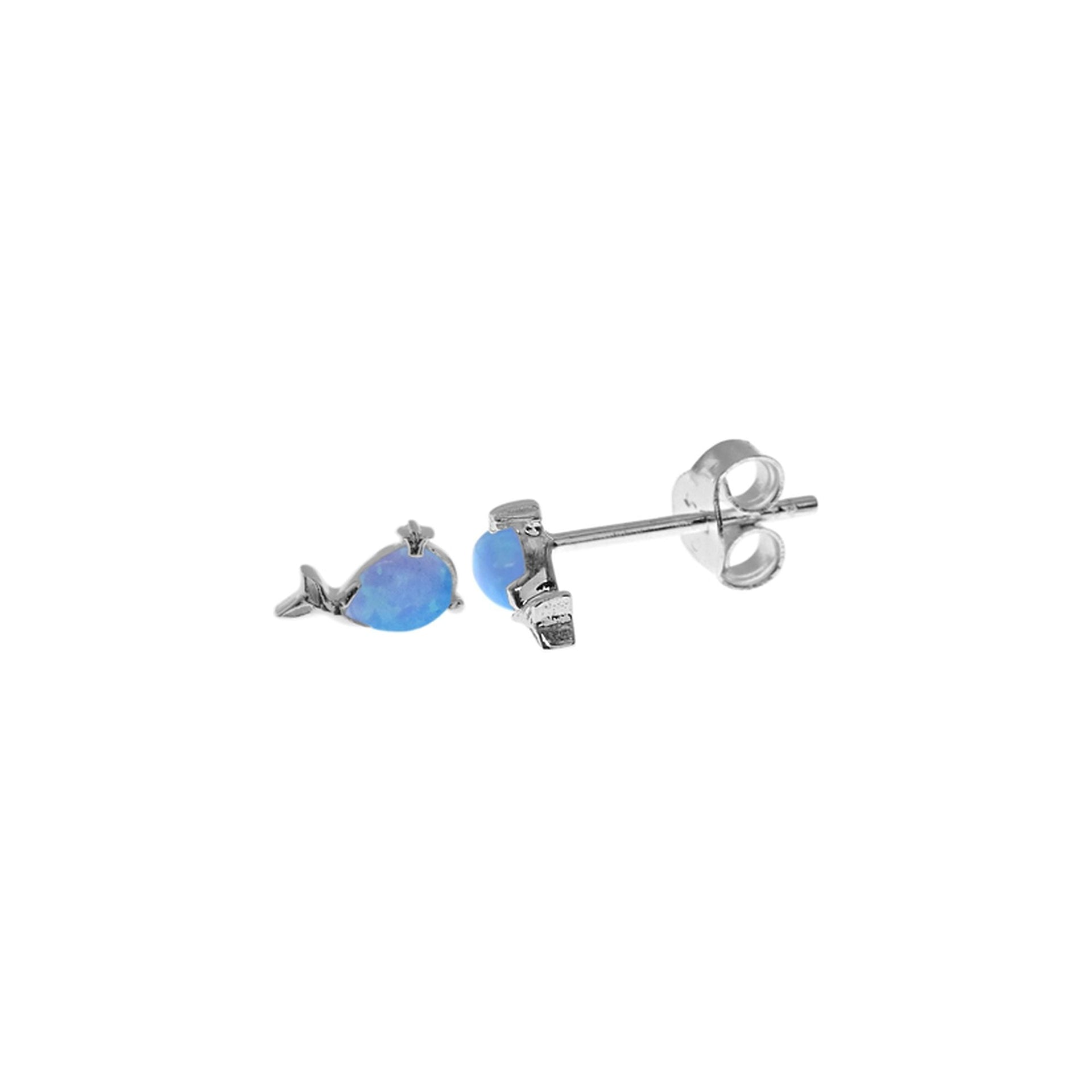Sasha blue opalique whale studs