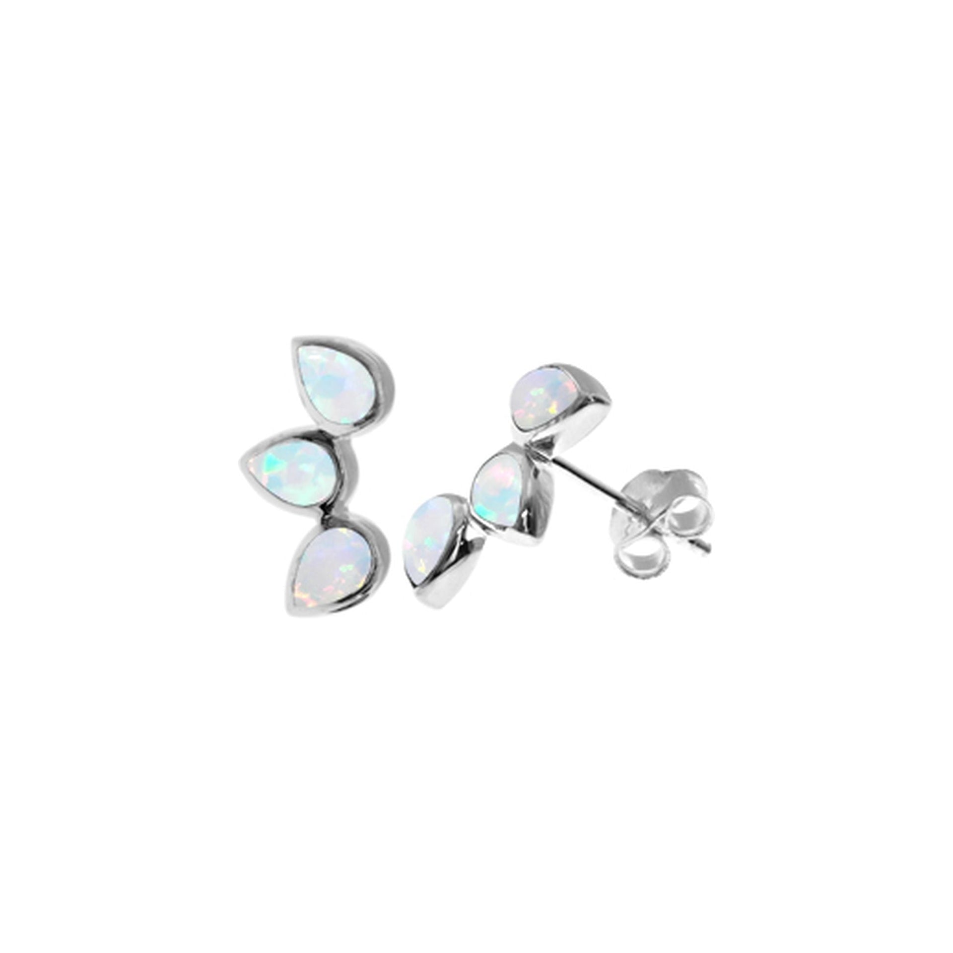 Angelica triple teardrop white opalique studs