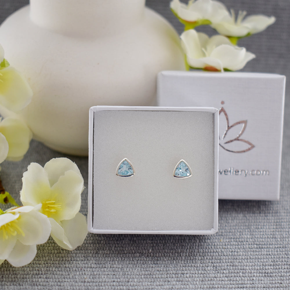 Samira trillion-cut blue topaz studs
