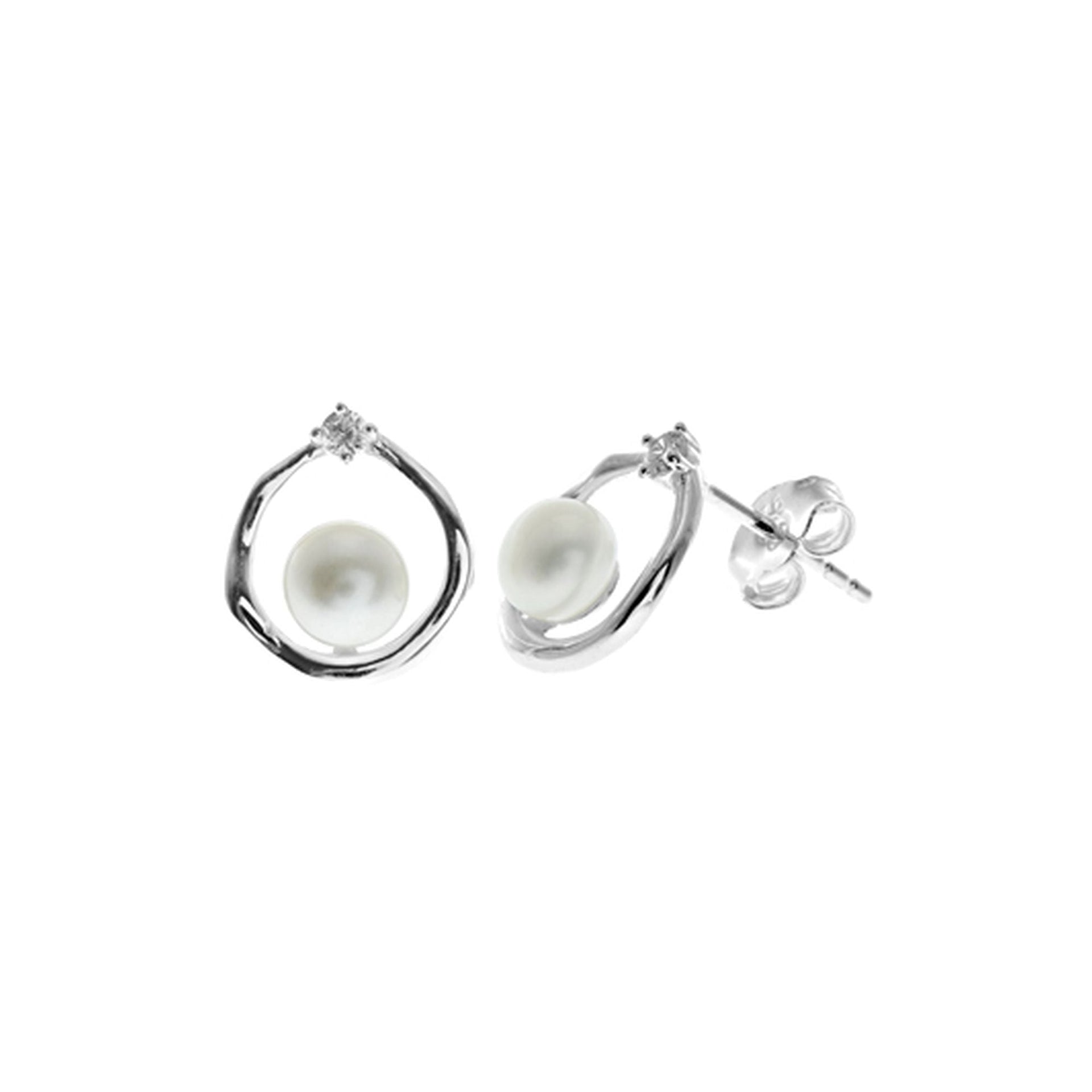 Rosa framed button pearl studs
