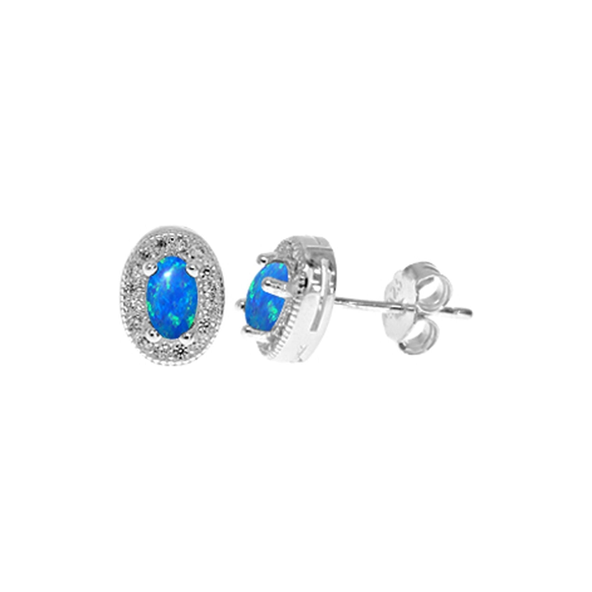 Aisha oval blue opalique sparkle studs