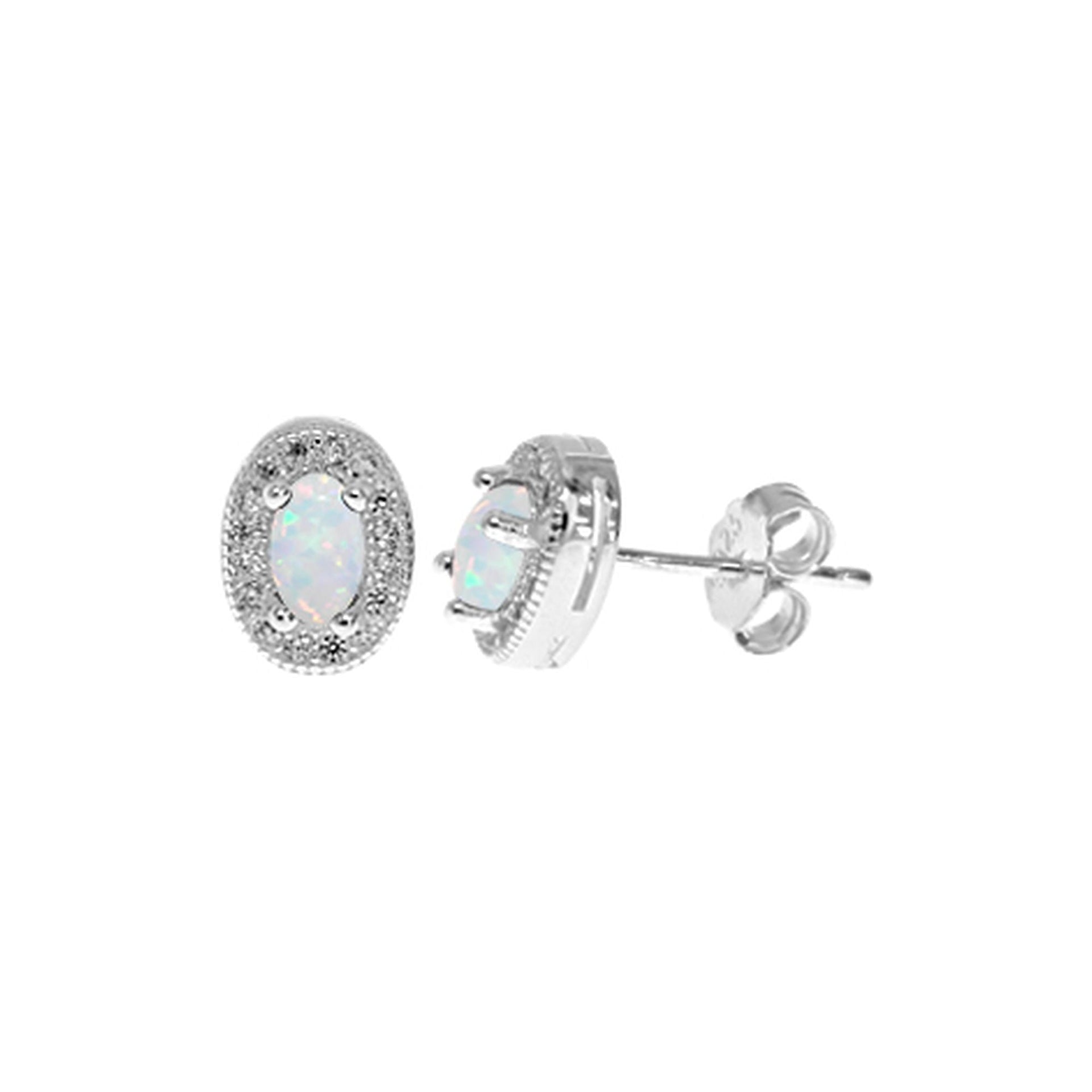 Aisha oval white opalique sparkle studs