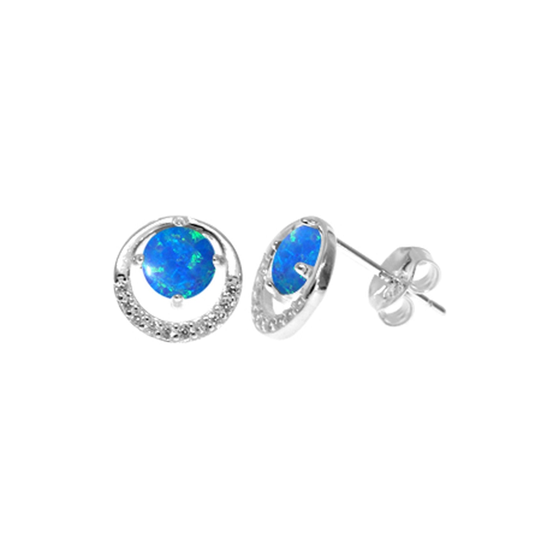 Aisha blue opalique halo studs