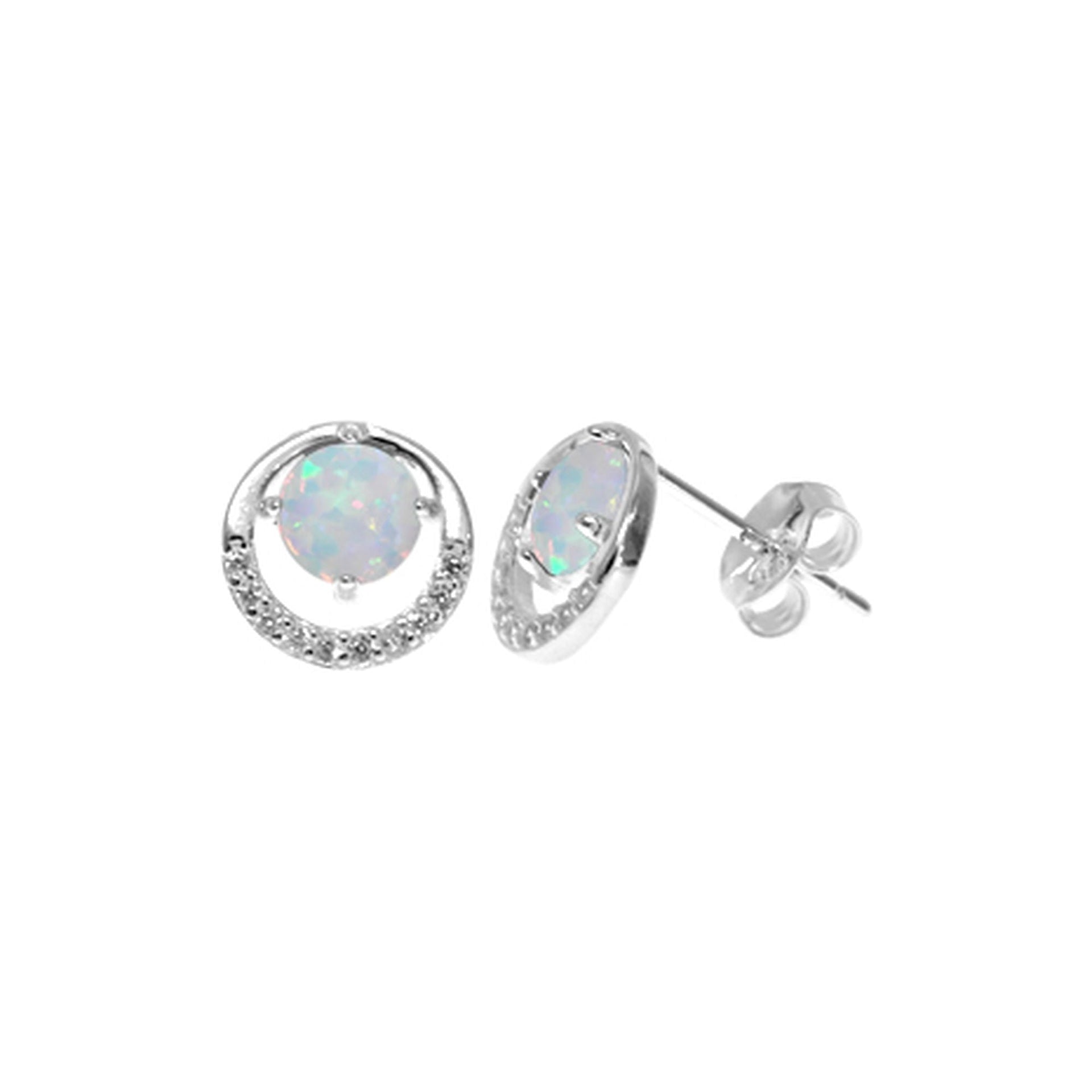 Aisha white opalique halo studs