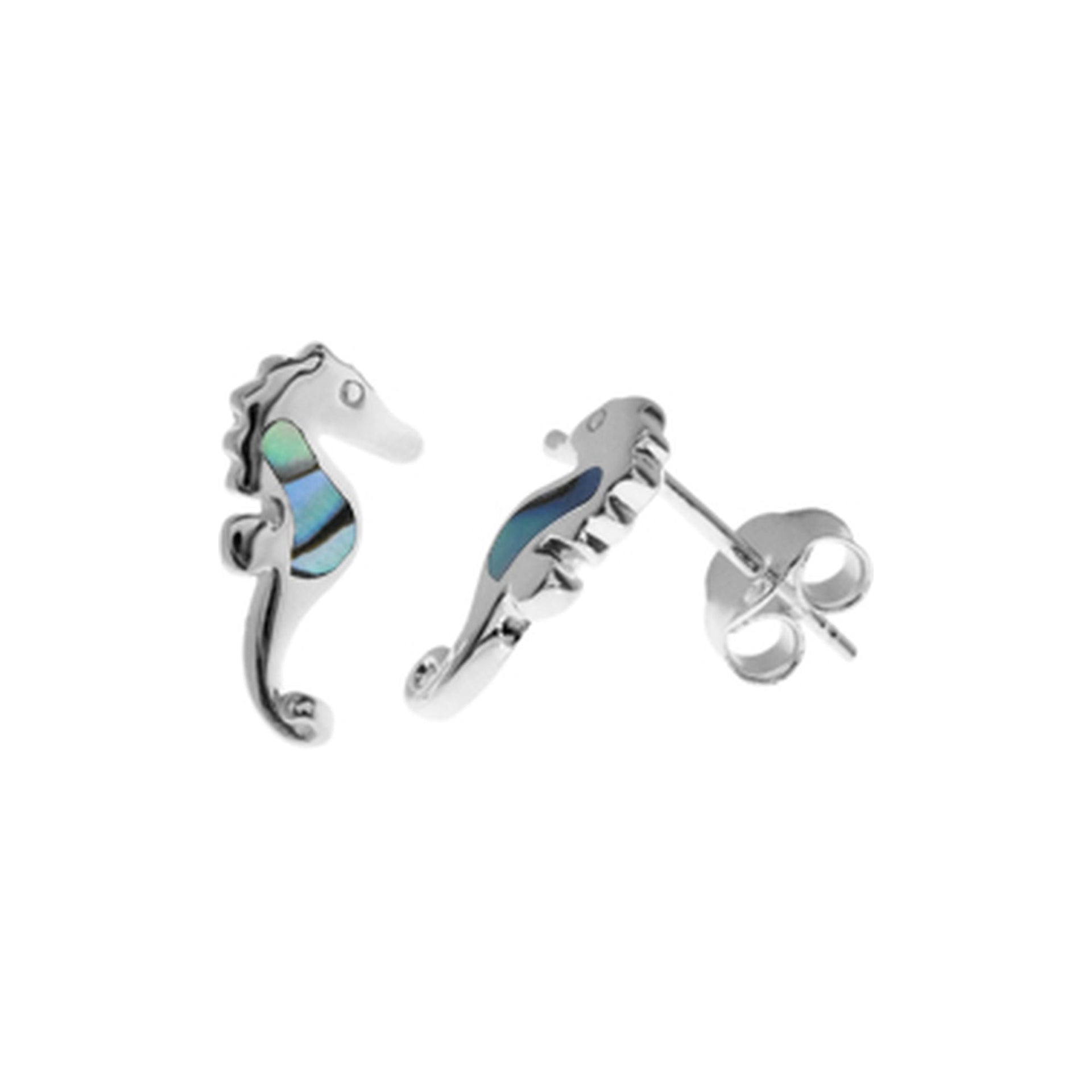 Leona paua shell seahorse studs
