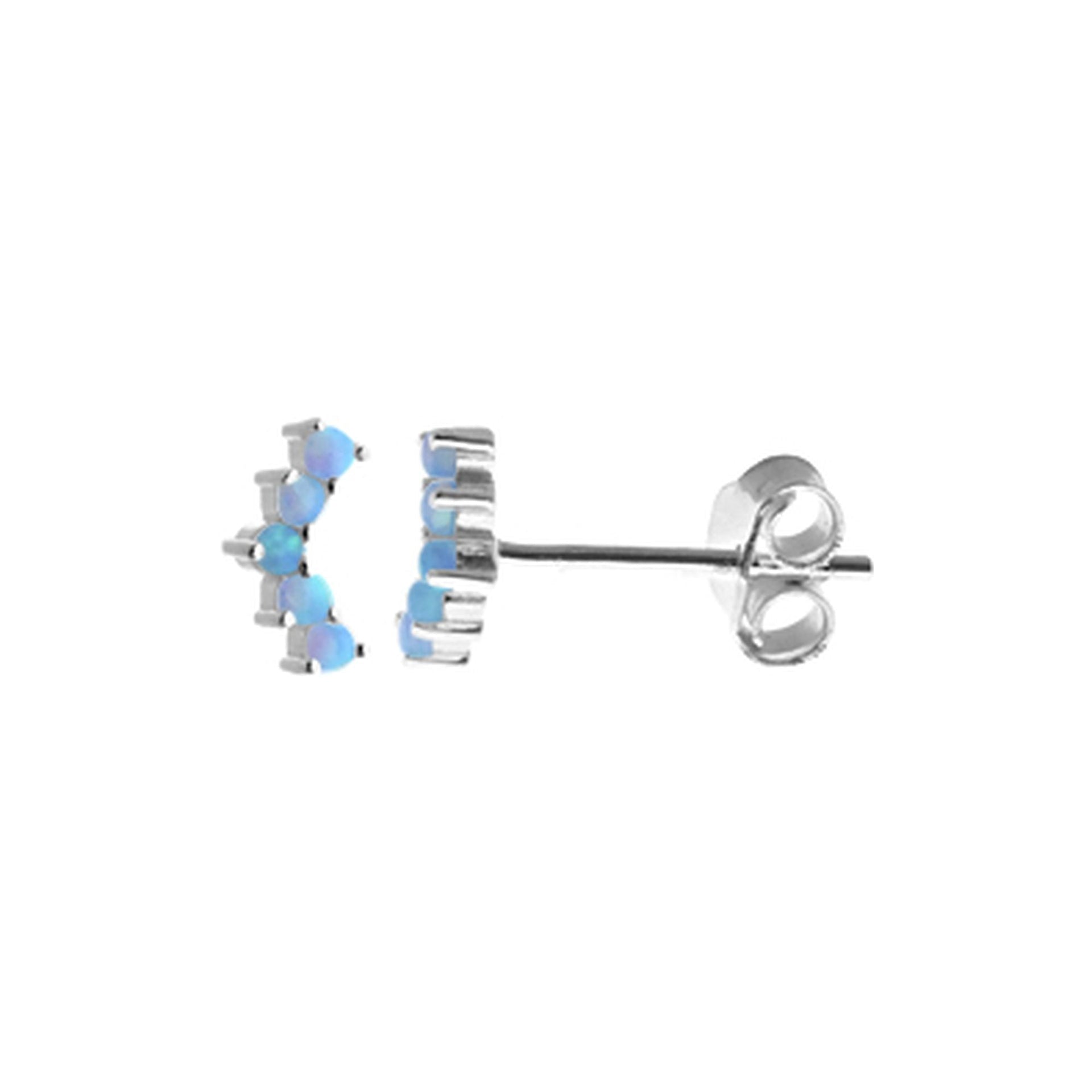 Bethan blue opalique arc studs