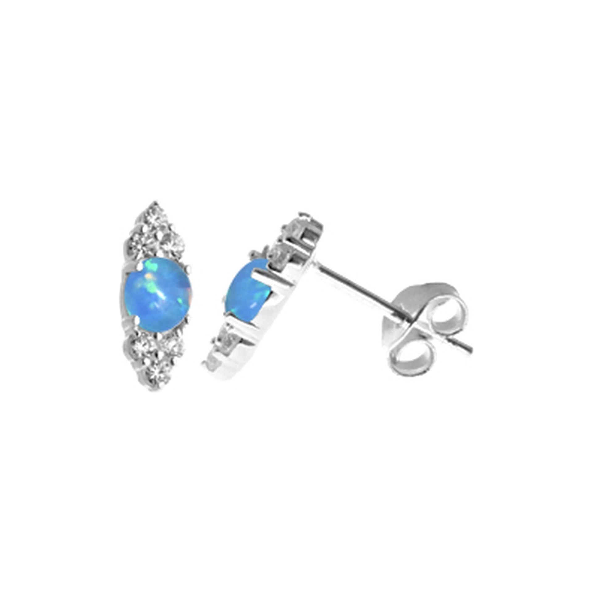 Bethan blue opalique studs with tapered CZ