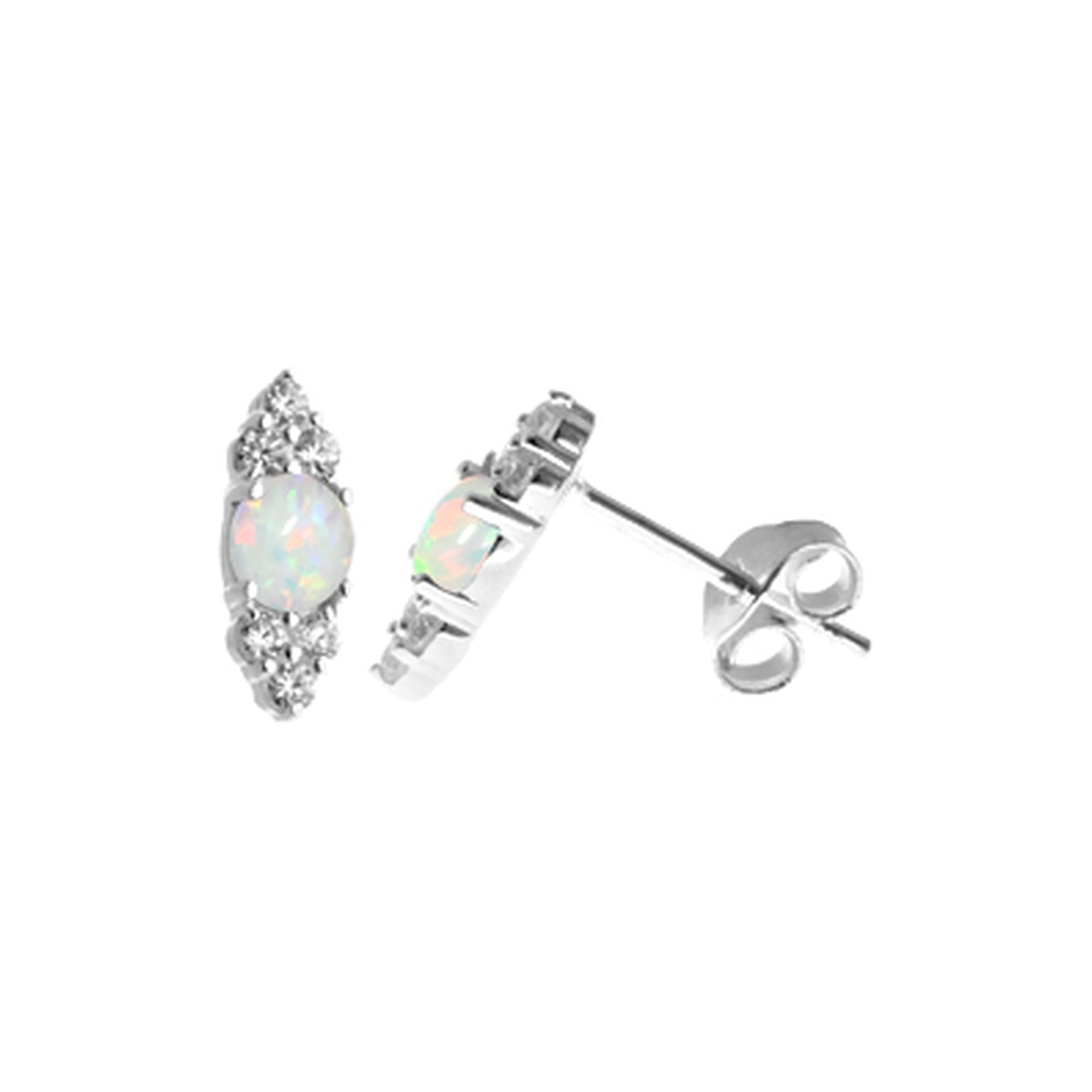 Bethan white opalique studs with tapered CZ