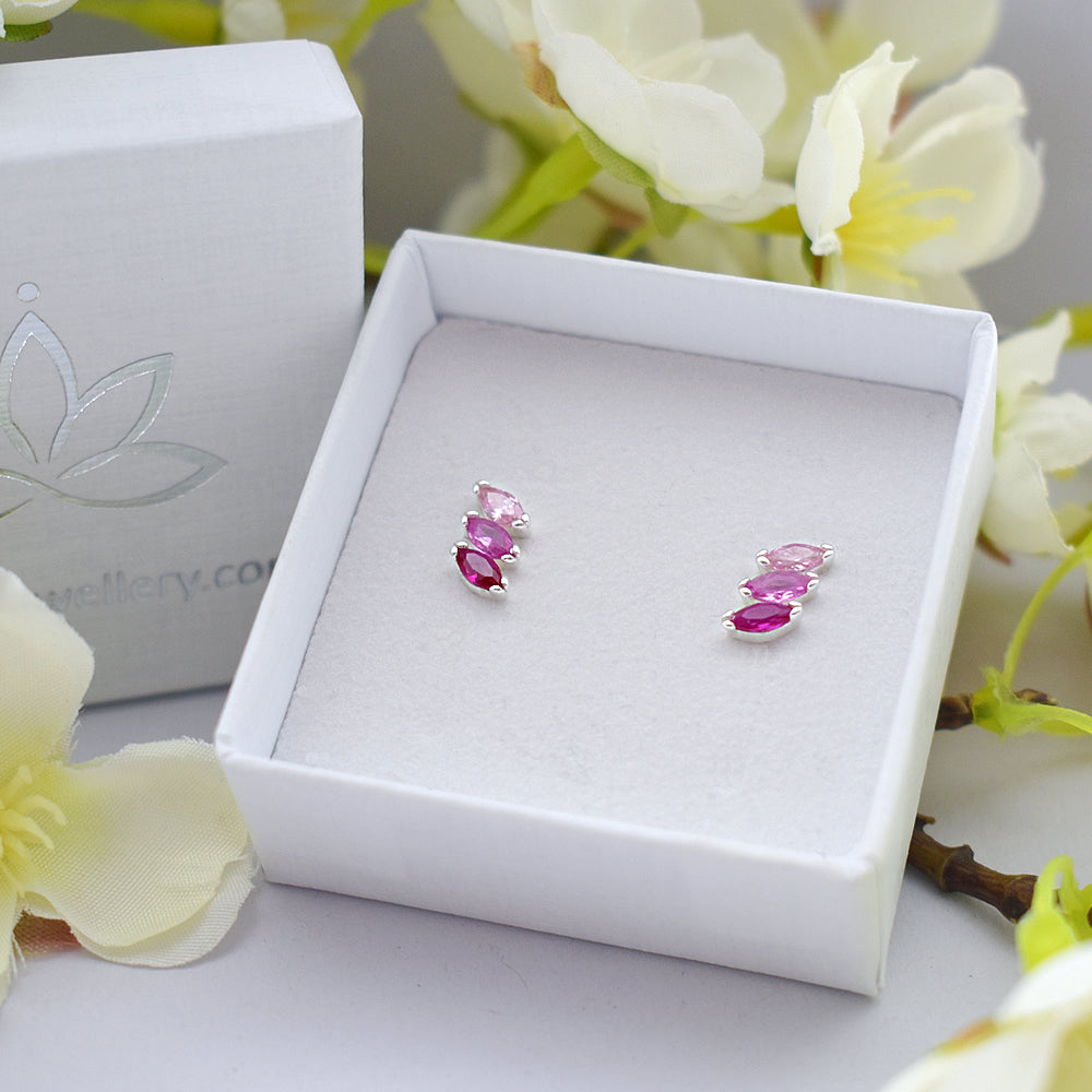 Heidi pink CZ marquis' studs