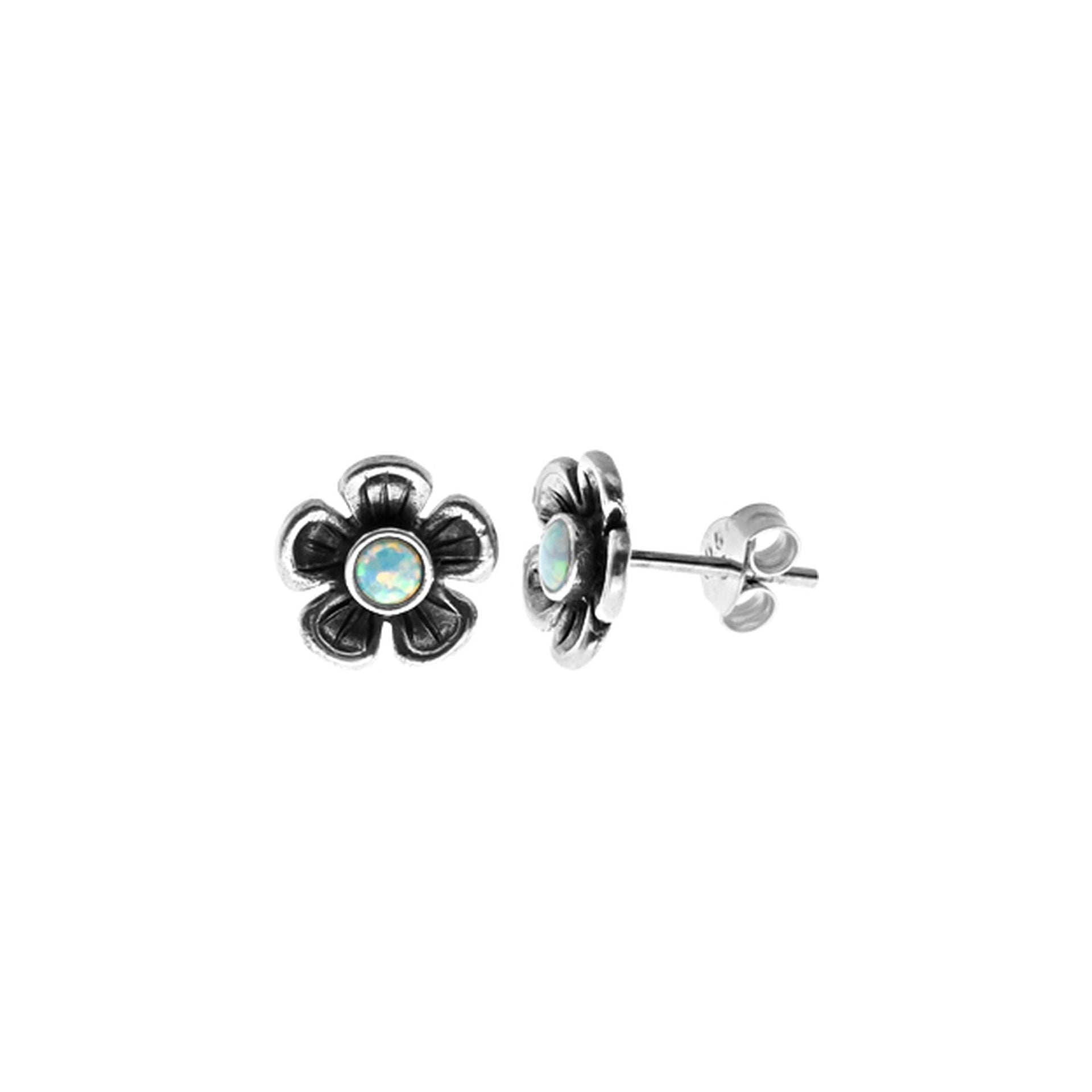 Emerie white opalique flower studs