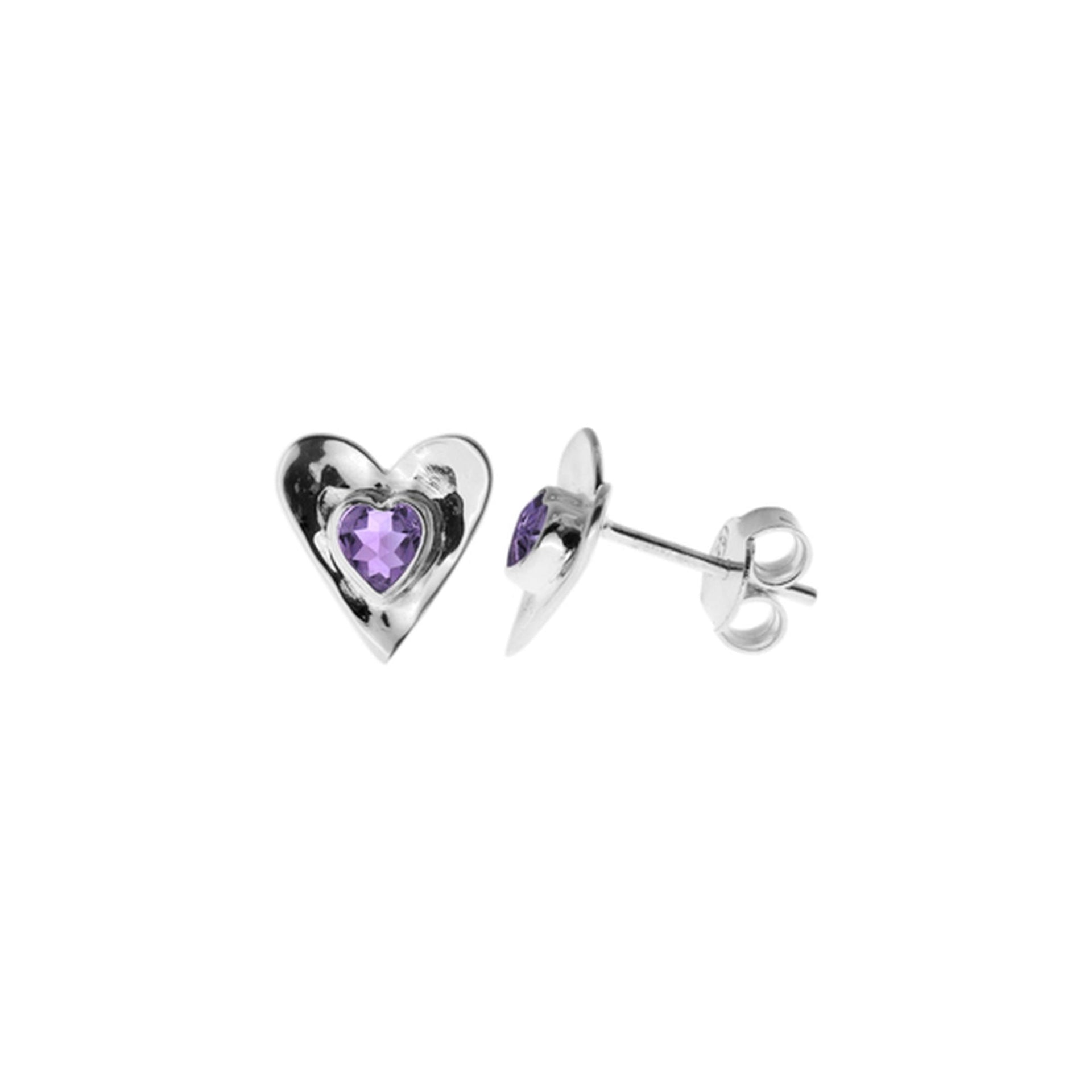 Lexi amethyst heart studs