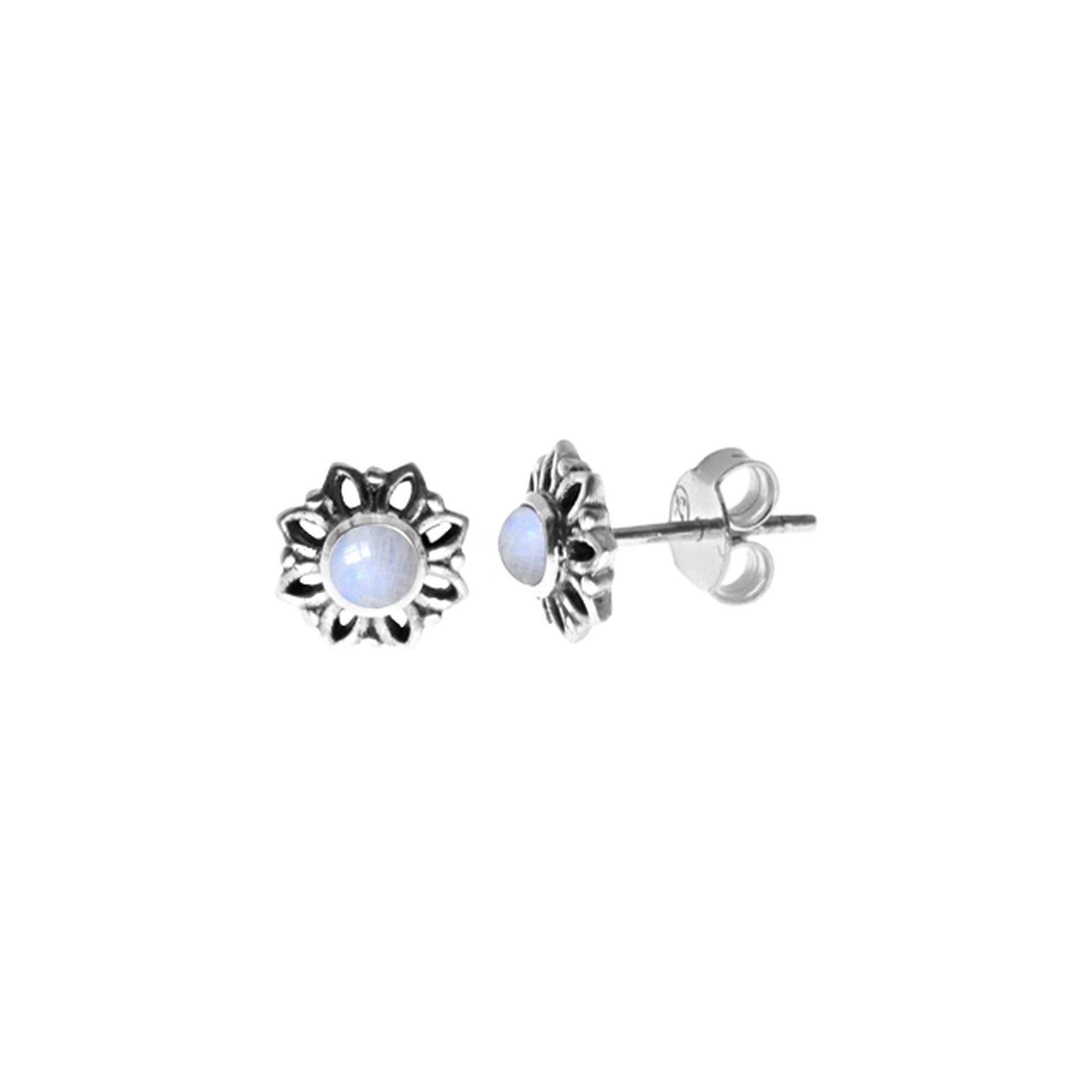 Catalina rainbow moonstone dahlia studs