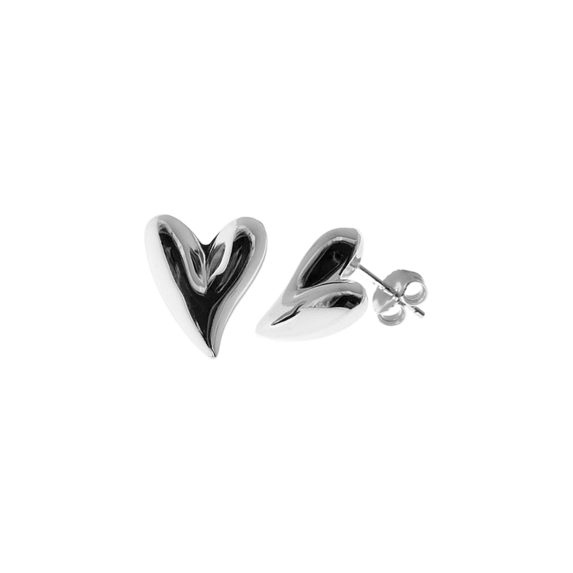 Amora asymmetric puffed heart studs