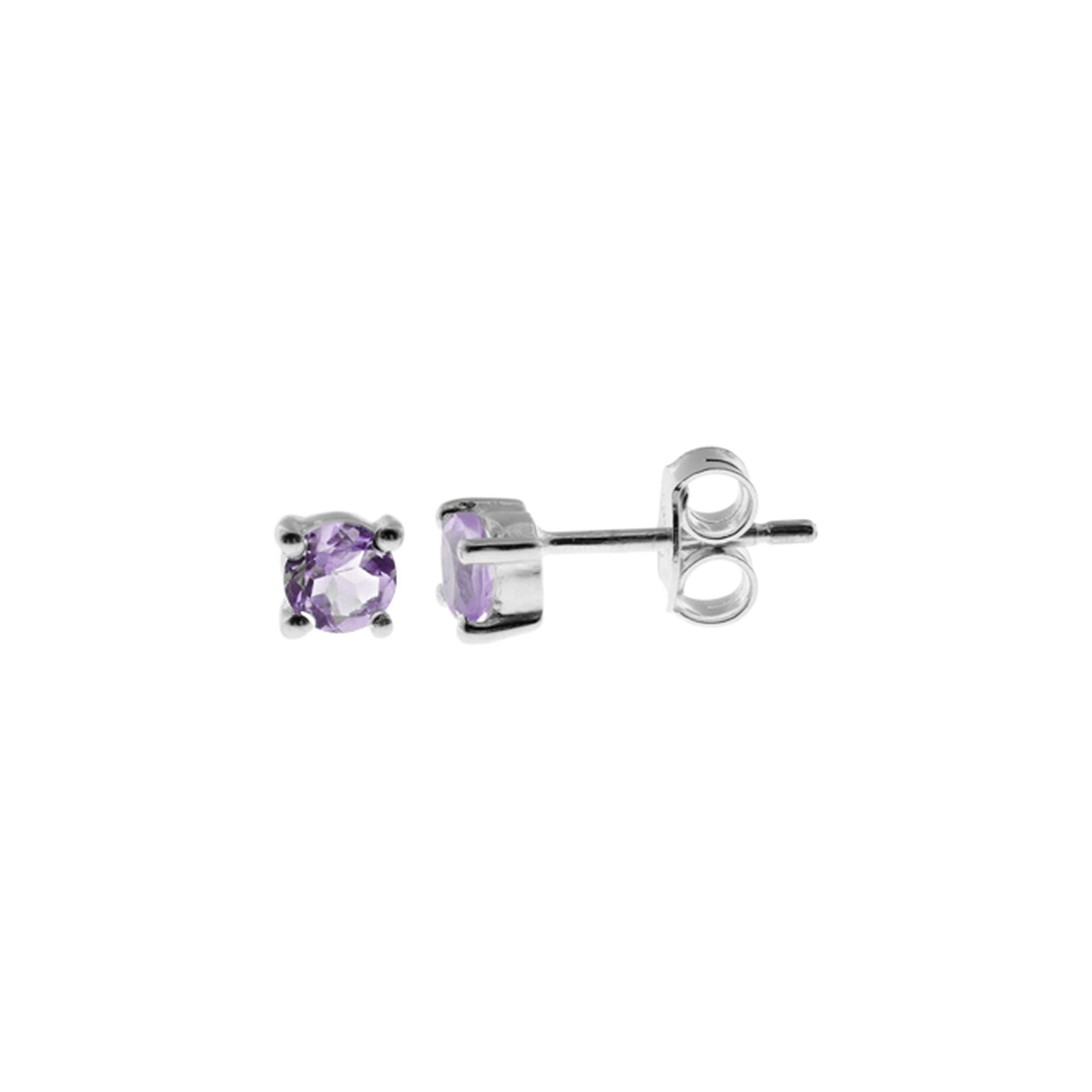 Kara round faceted amethyst studs
