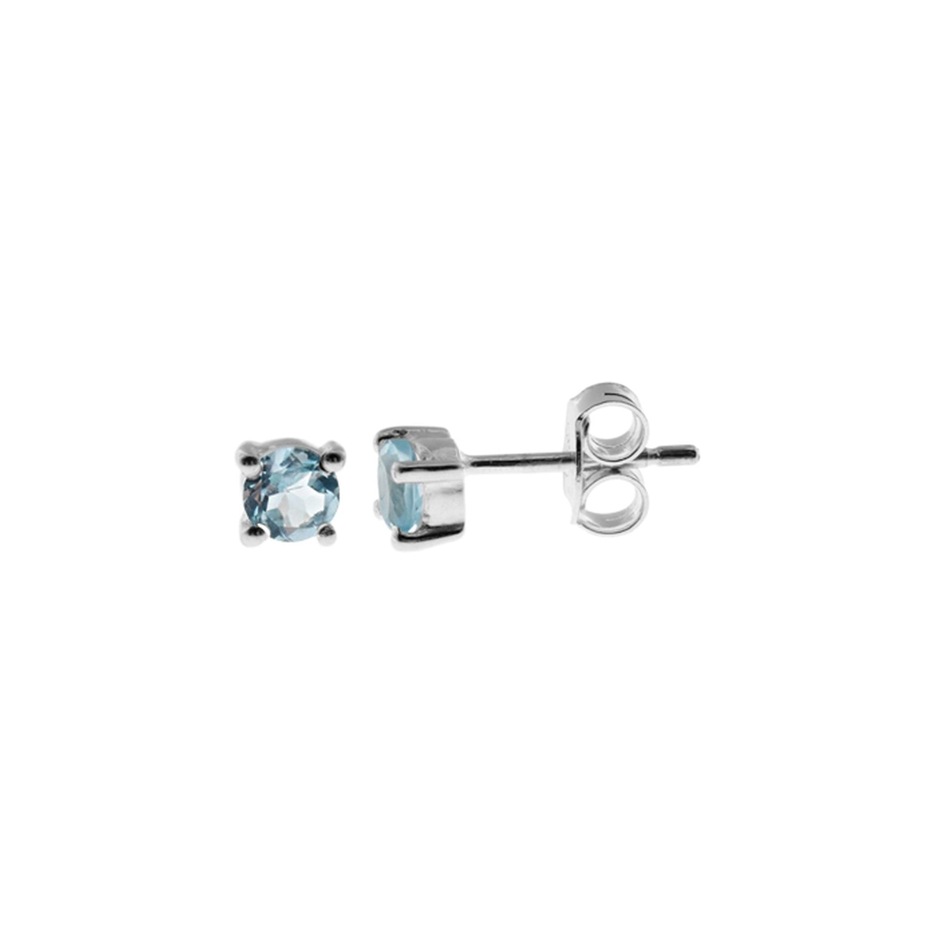 Kara round faceted blue topaz studs