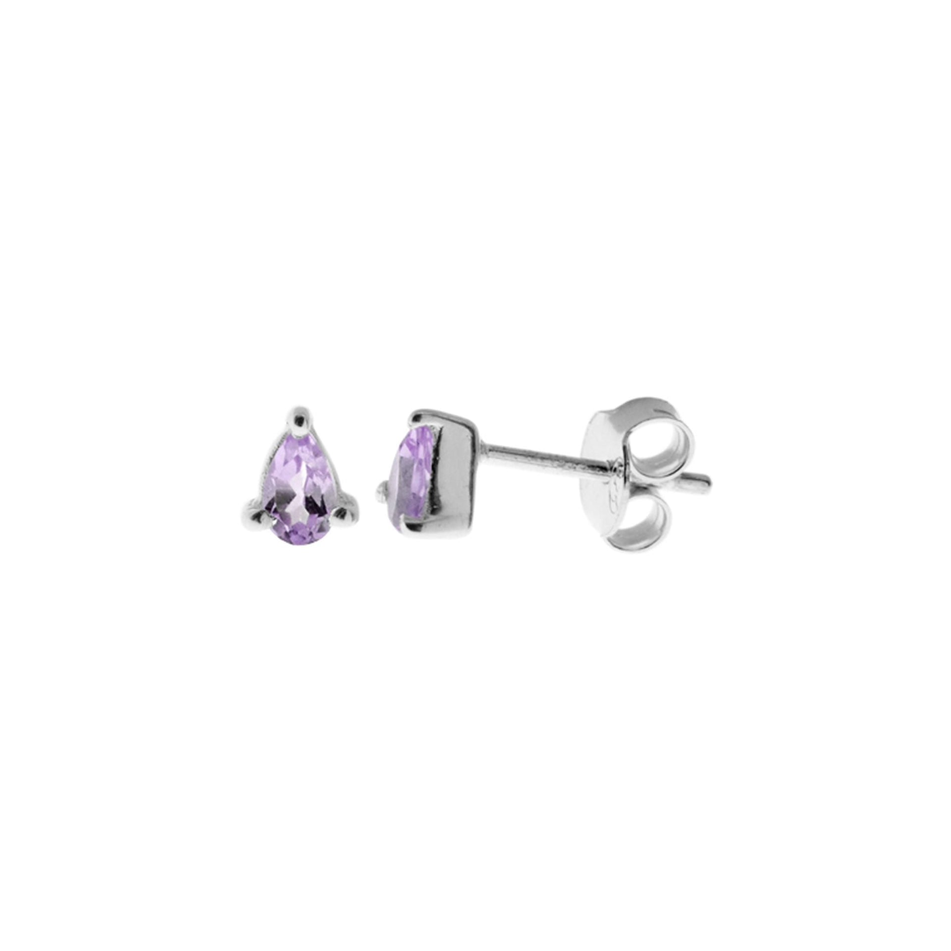 Kara dainty teardrop faceted amethyst studs