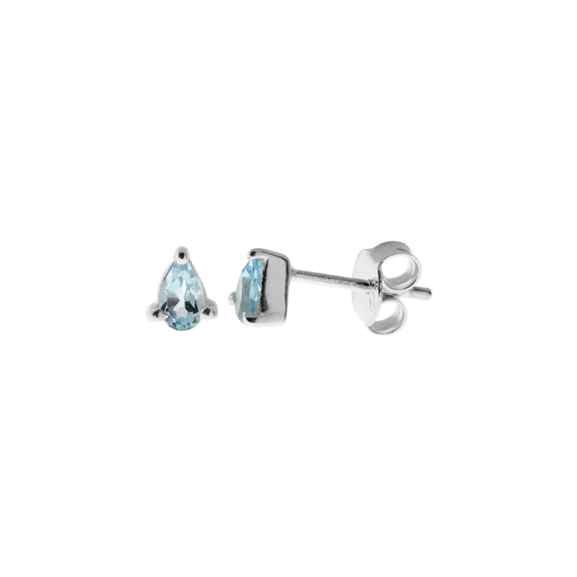 Kara dainty teardrop faceted blue topaz studs