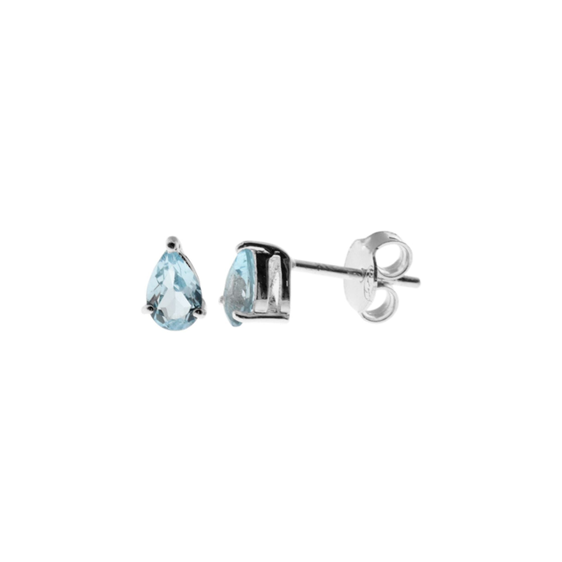 Kara teardrop faceted blue topaz studs