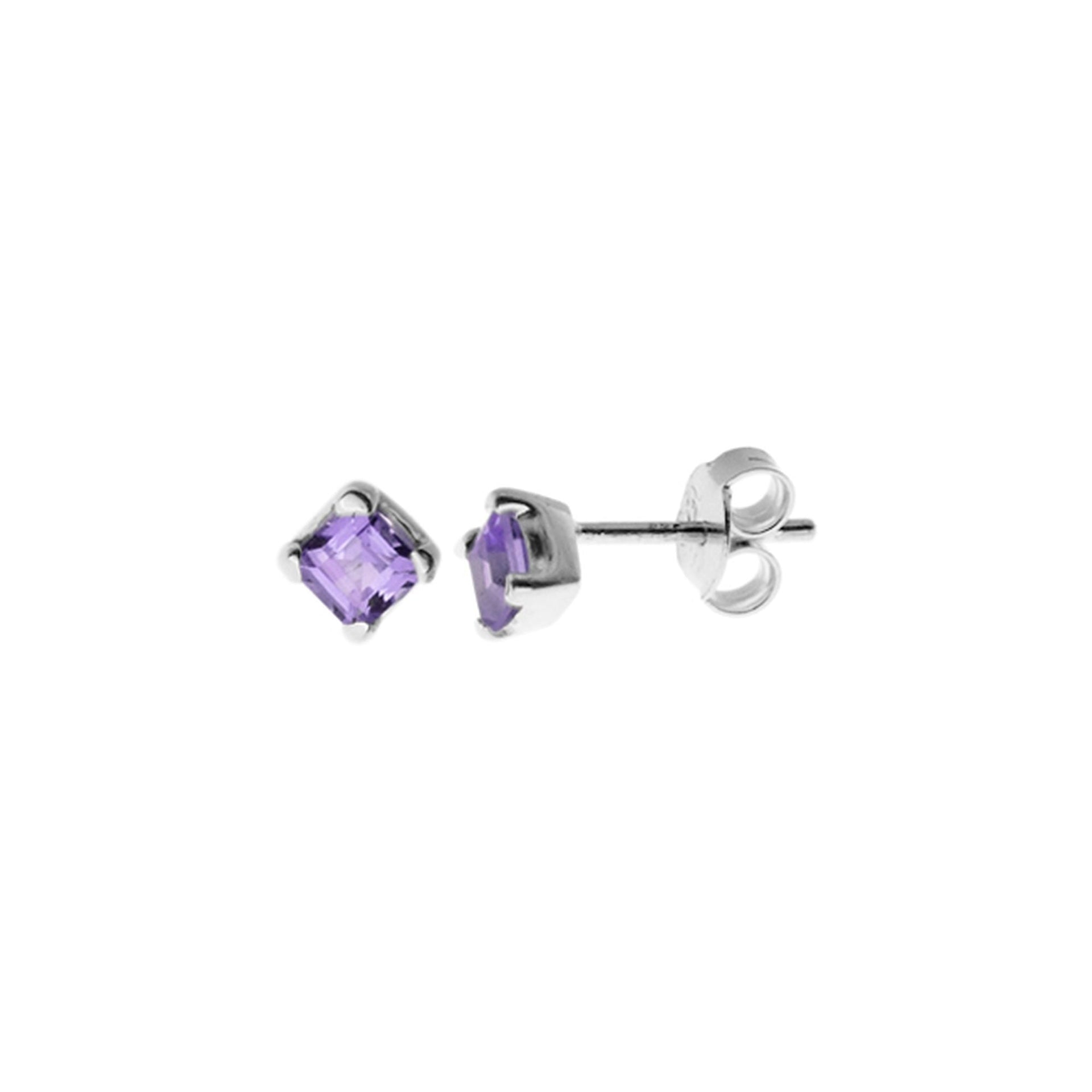 Kara square amethyst studs