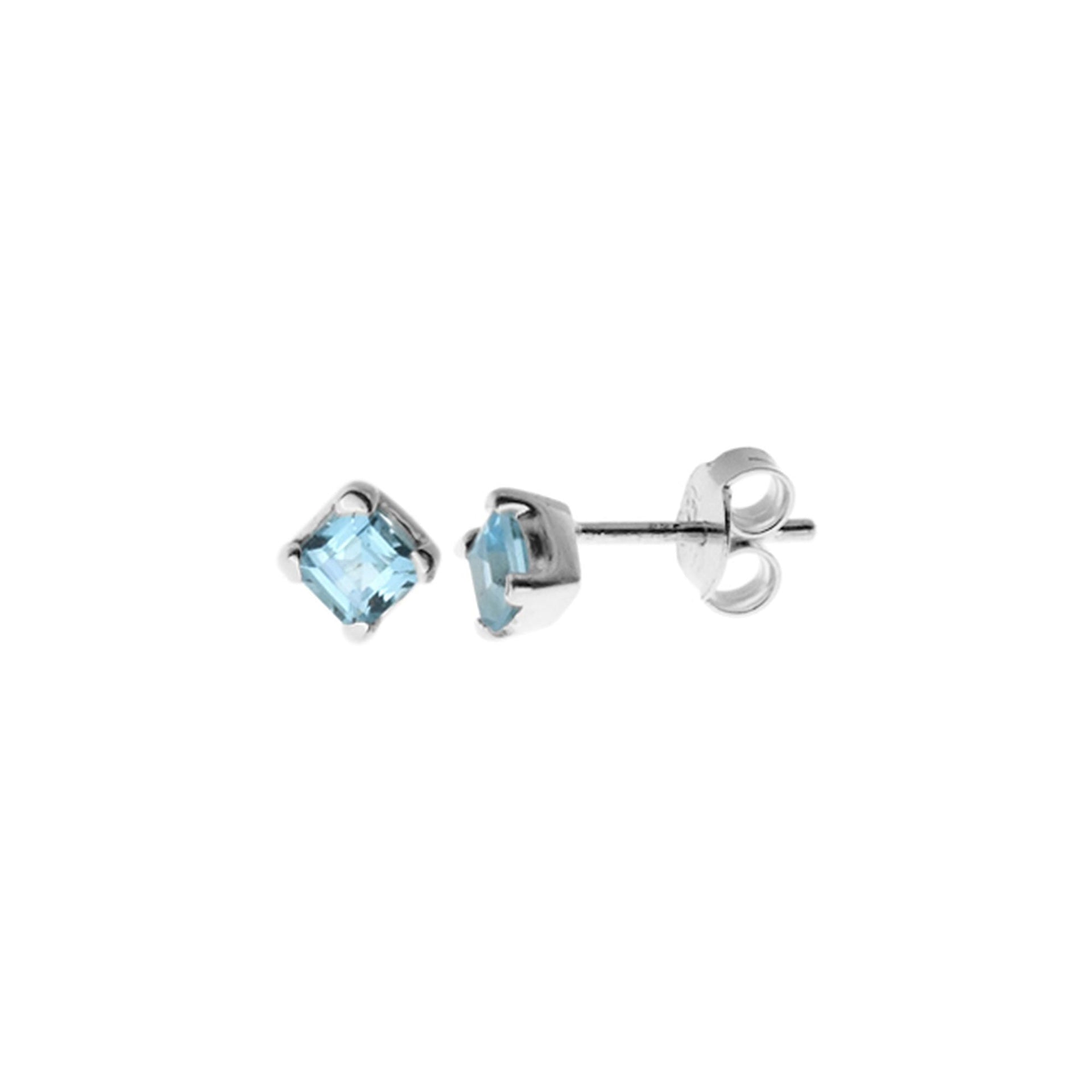Kara square blue topaz studs