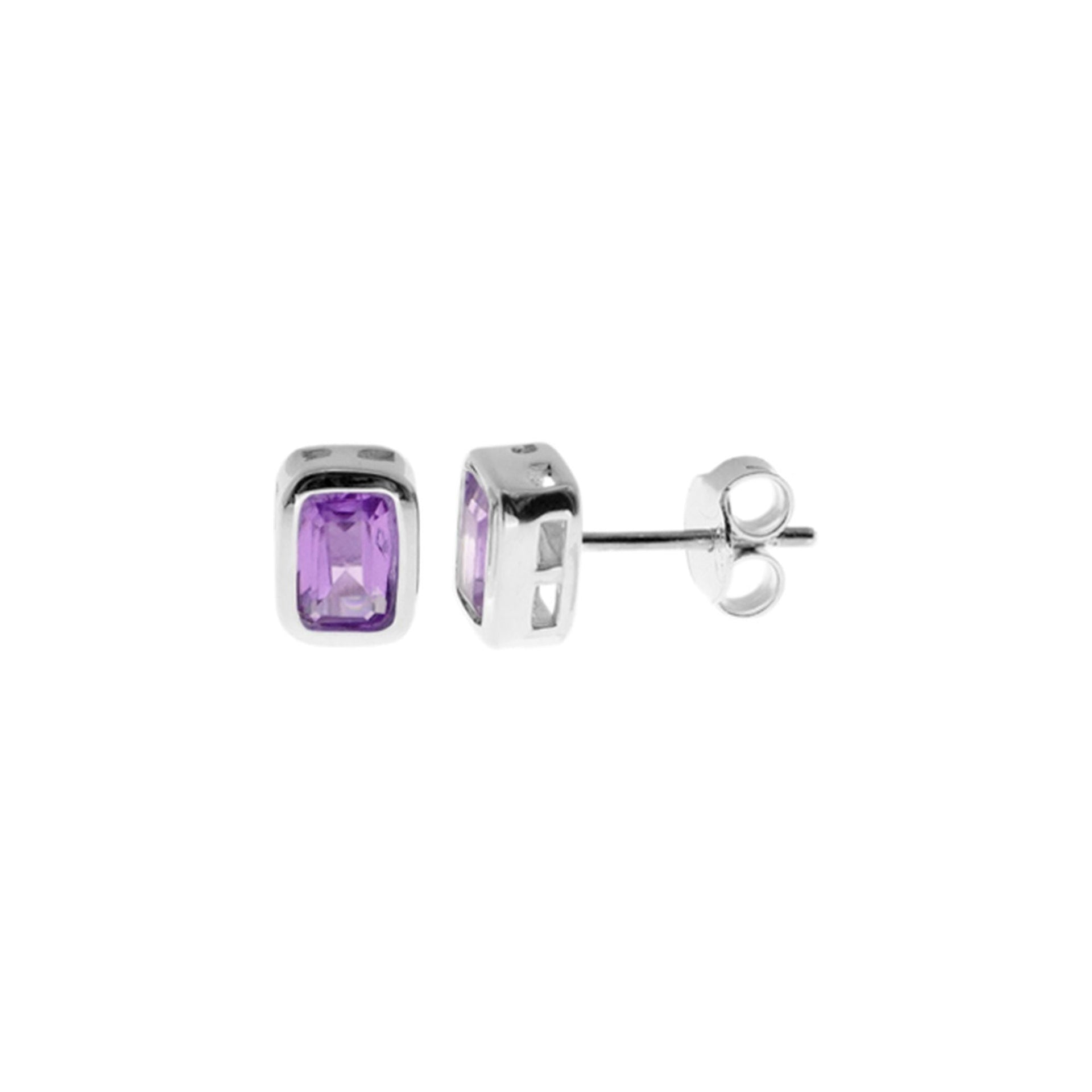 Samira rectangular amethyst studs