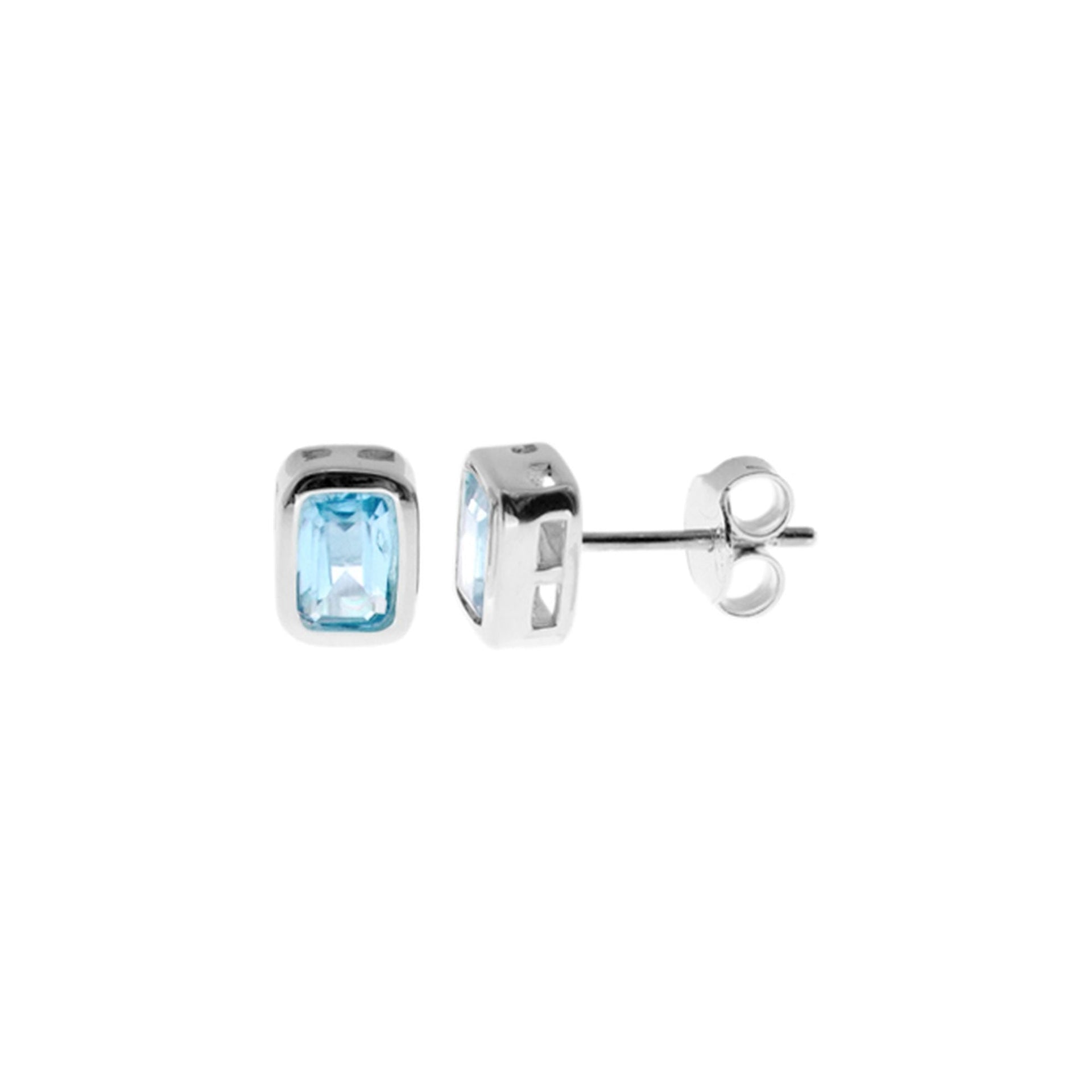 Samira rectangular blue topaz studs