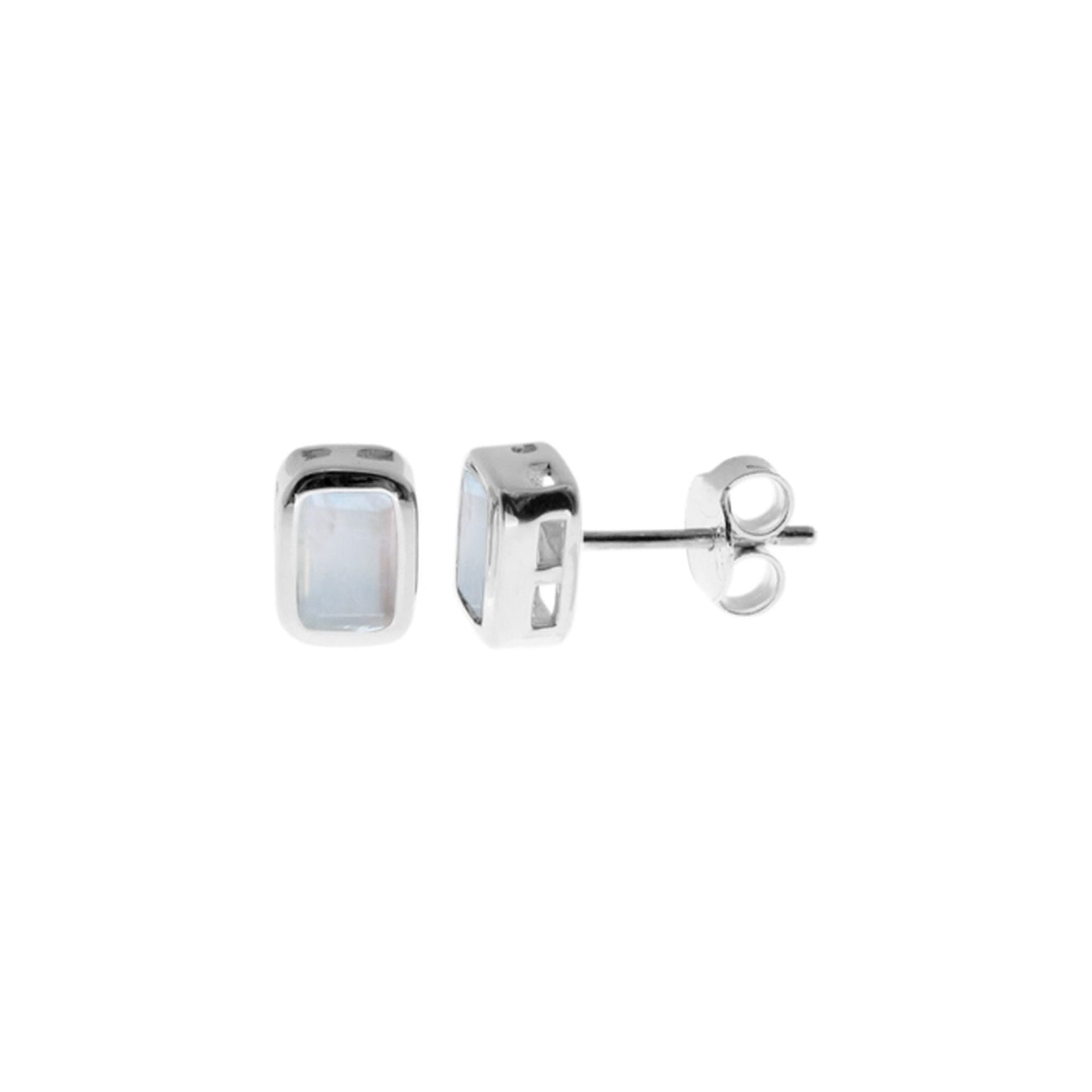 Samira rectangular rainbow moonstone studs