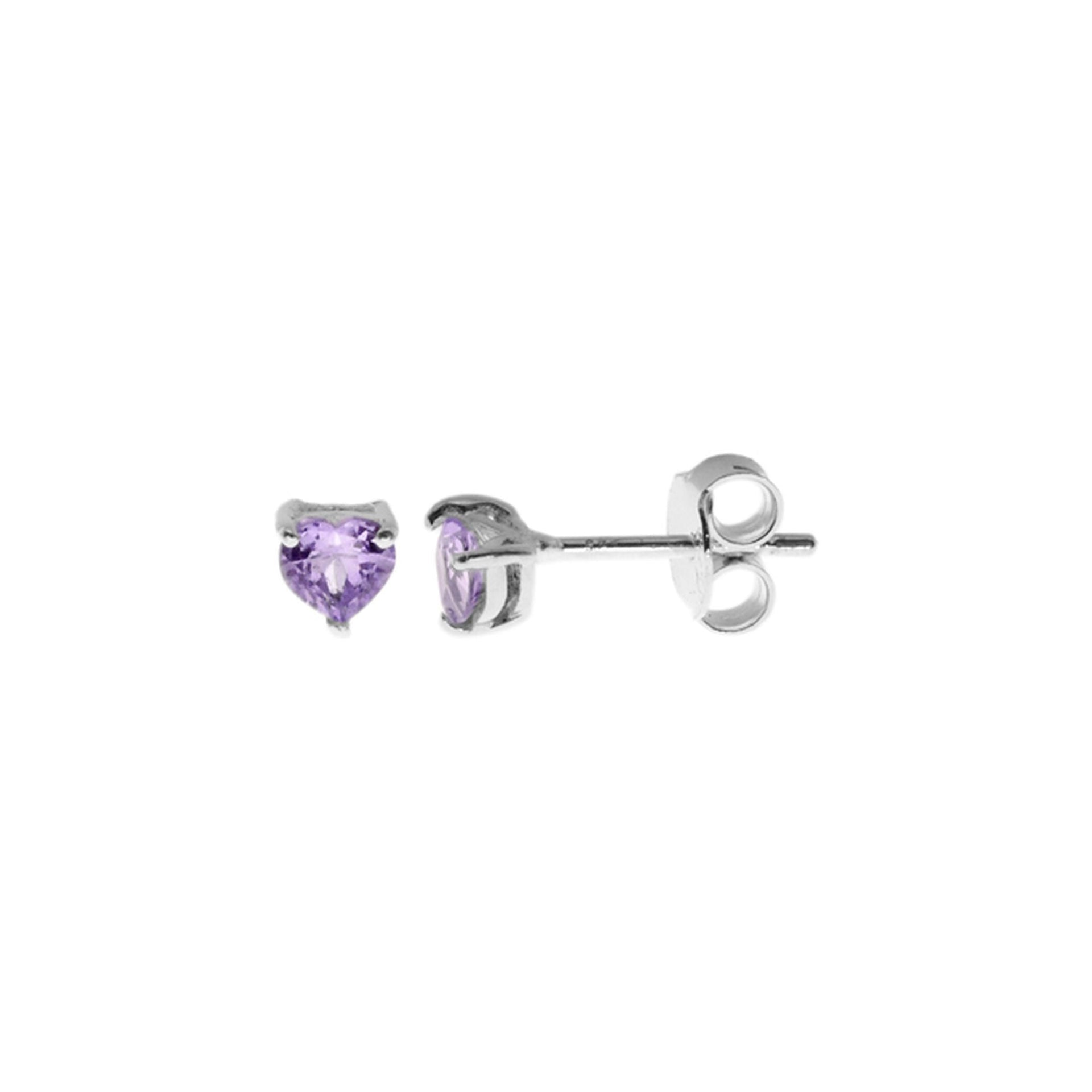 Kara amethyst heart studs