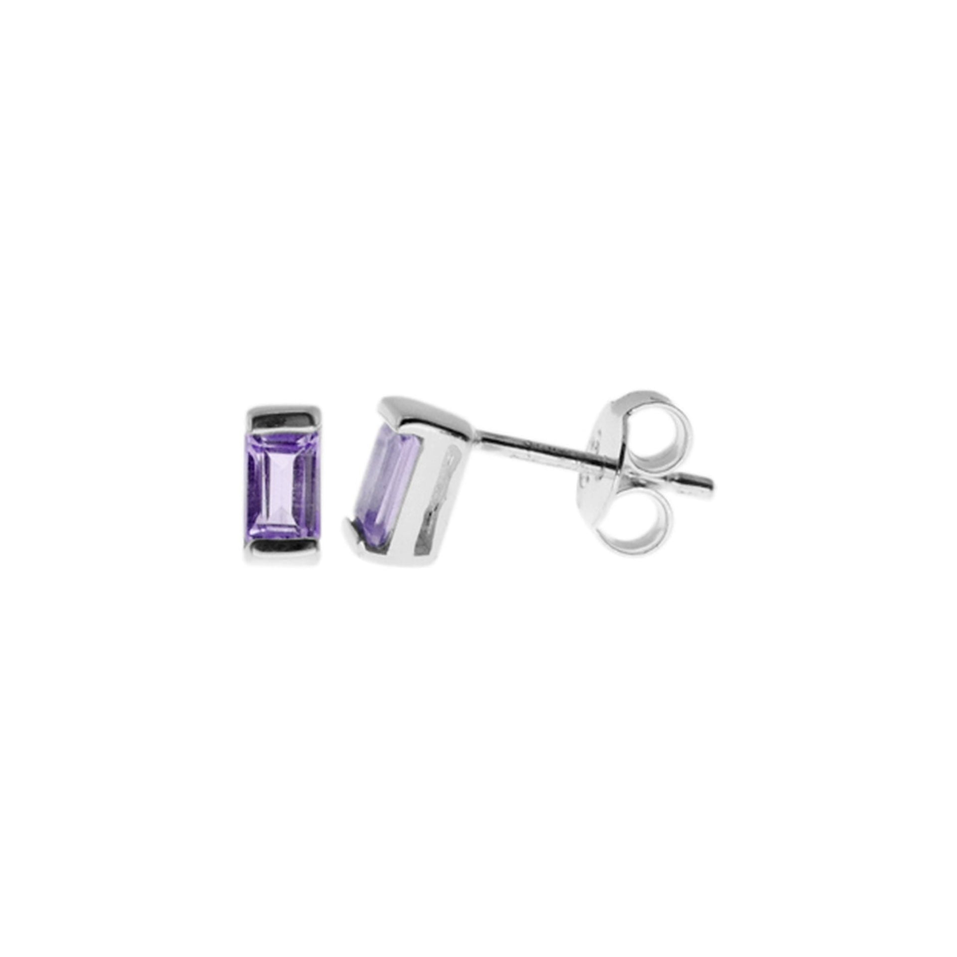 Kara baguette amethyst studs