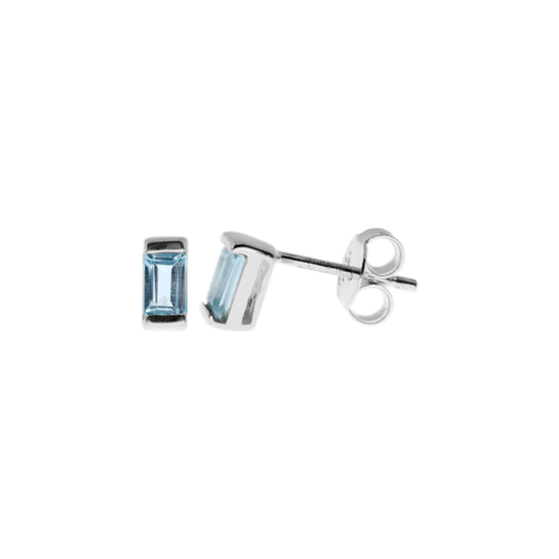 Kara baguette blue topaz studs
