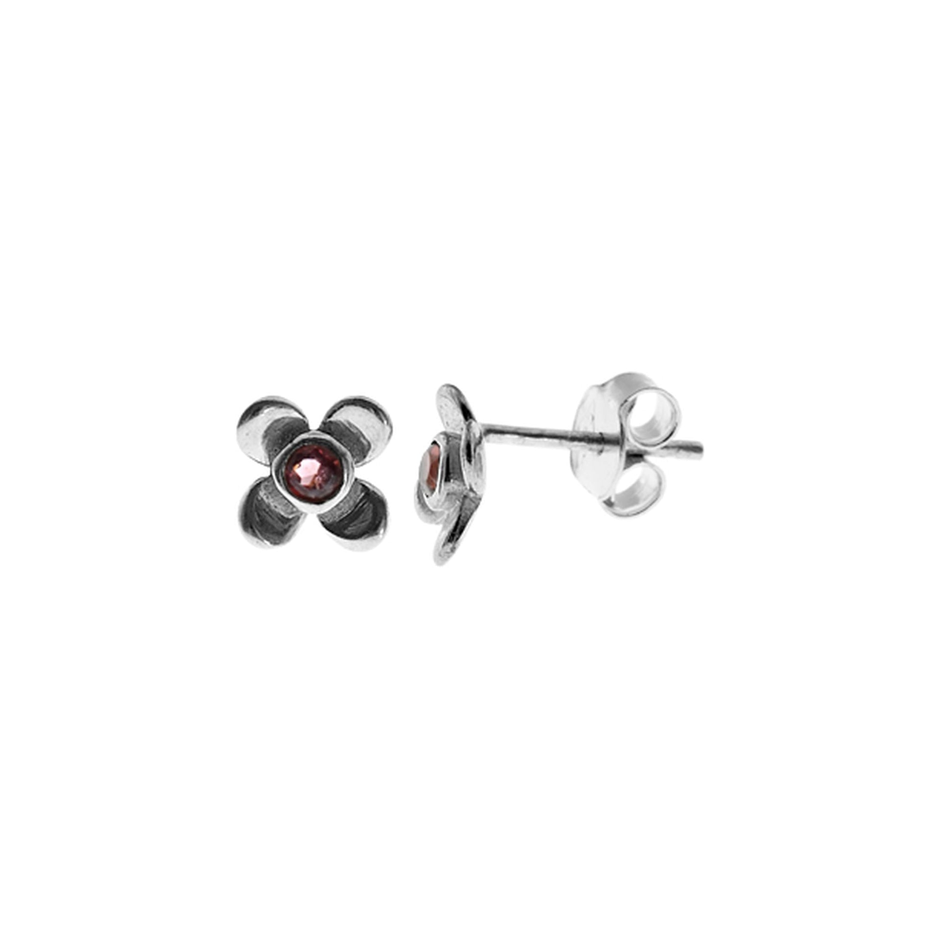 Chloe dainty garnet flower studs