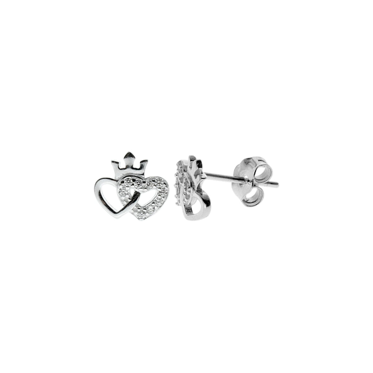 Lily adjoined heart CZ studs