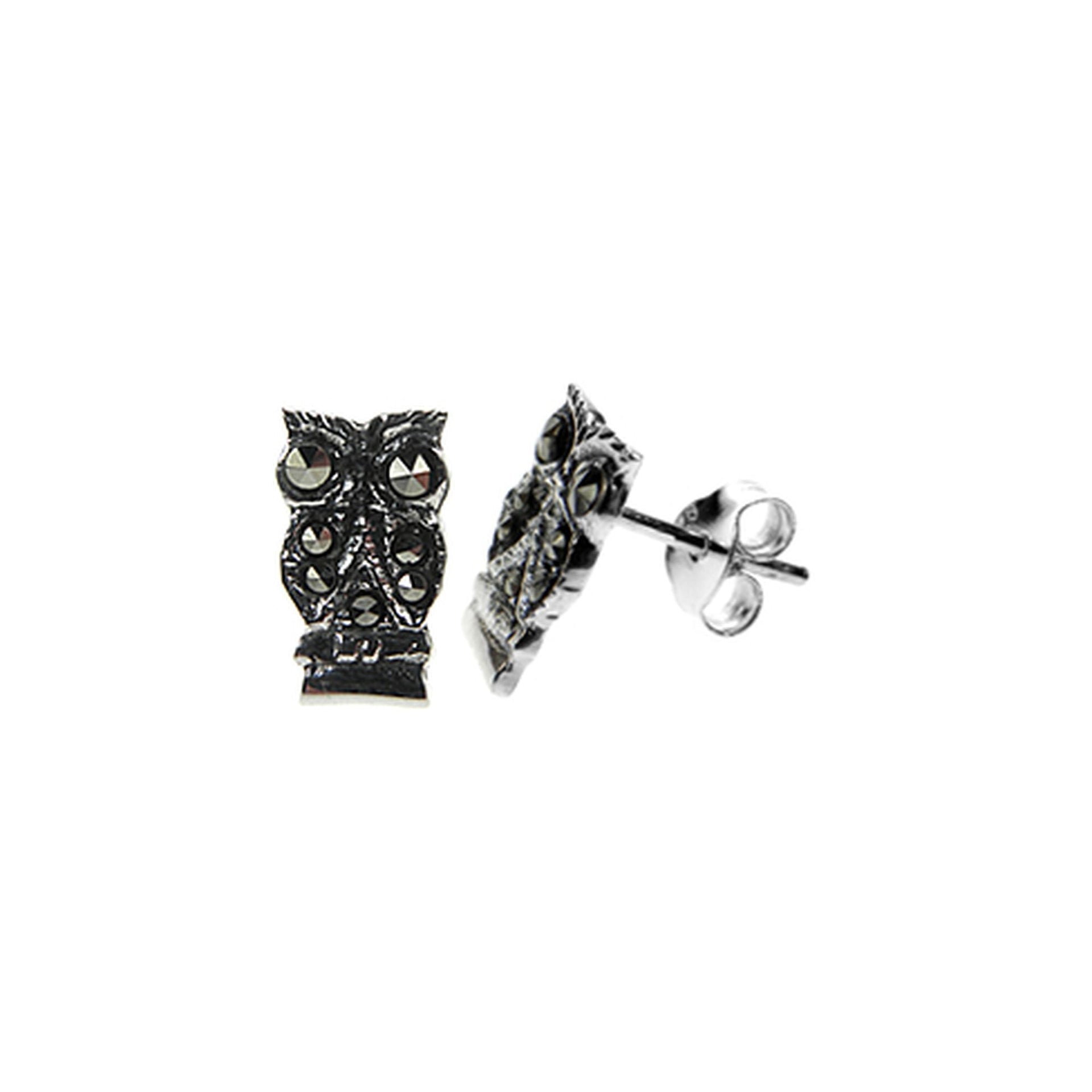 Marcasite detailed owl studs