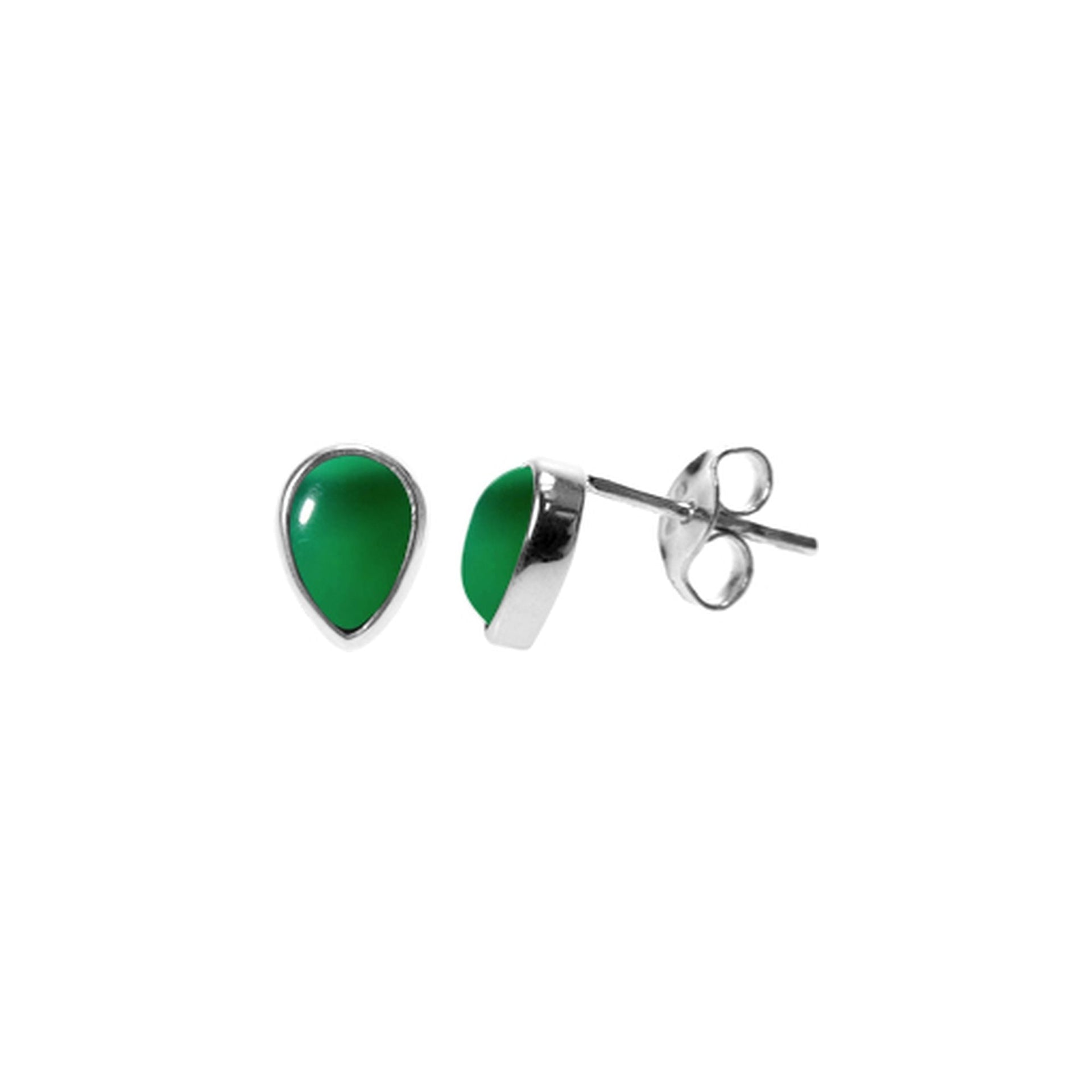 Samira small teardrop green agate studs