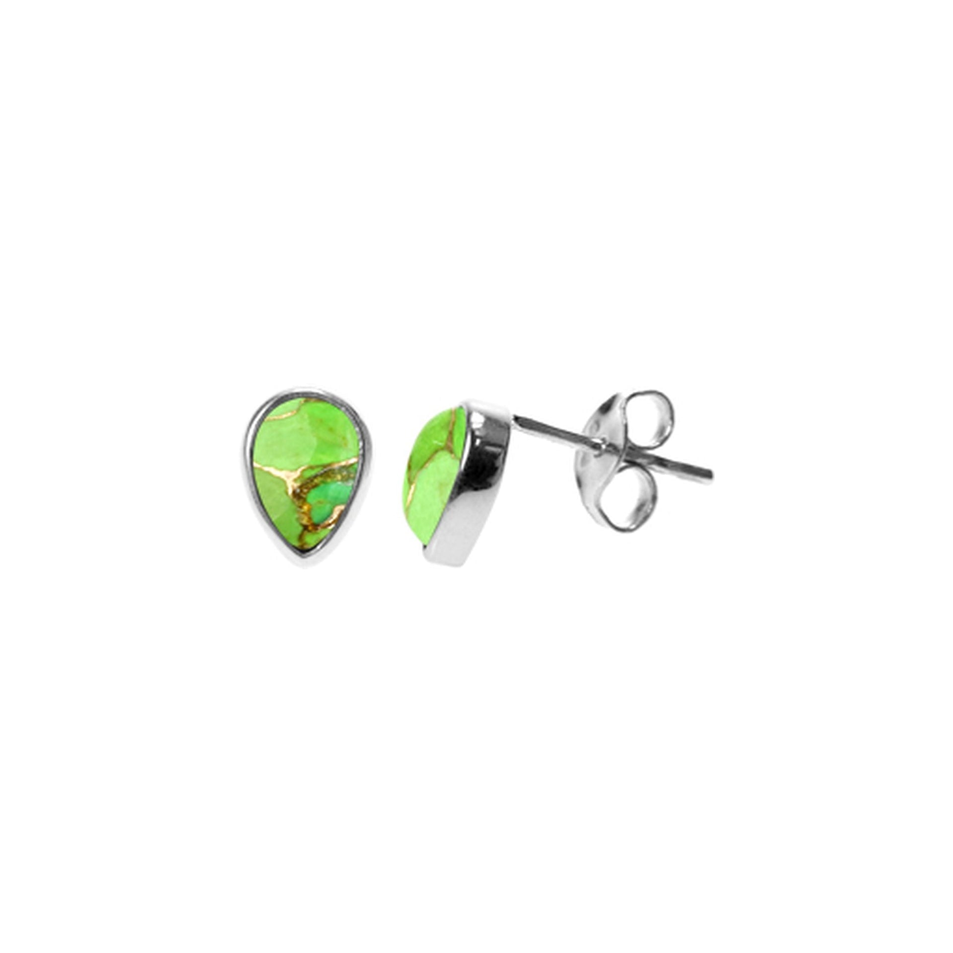 Samira small teardrop green mohave studs