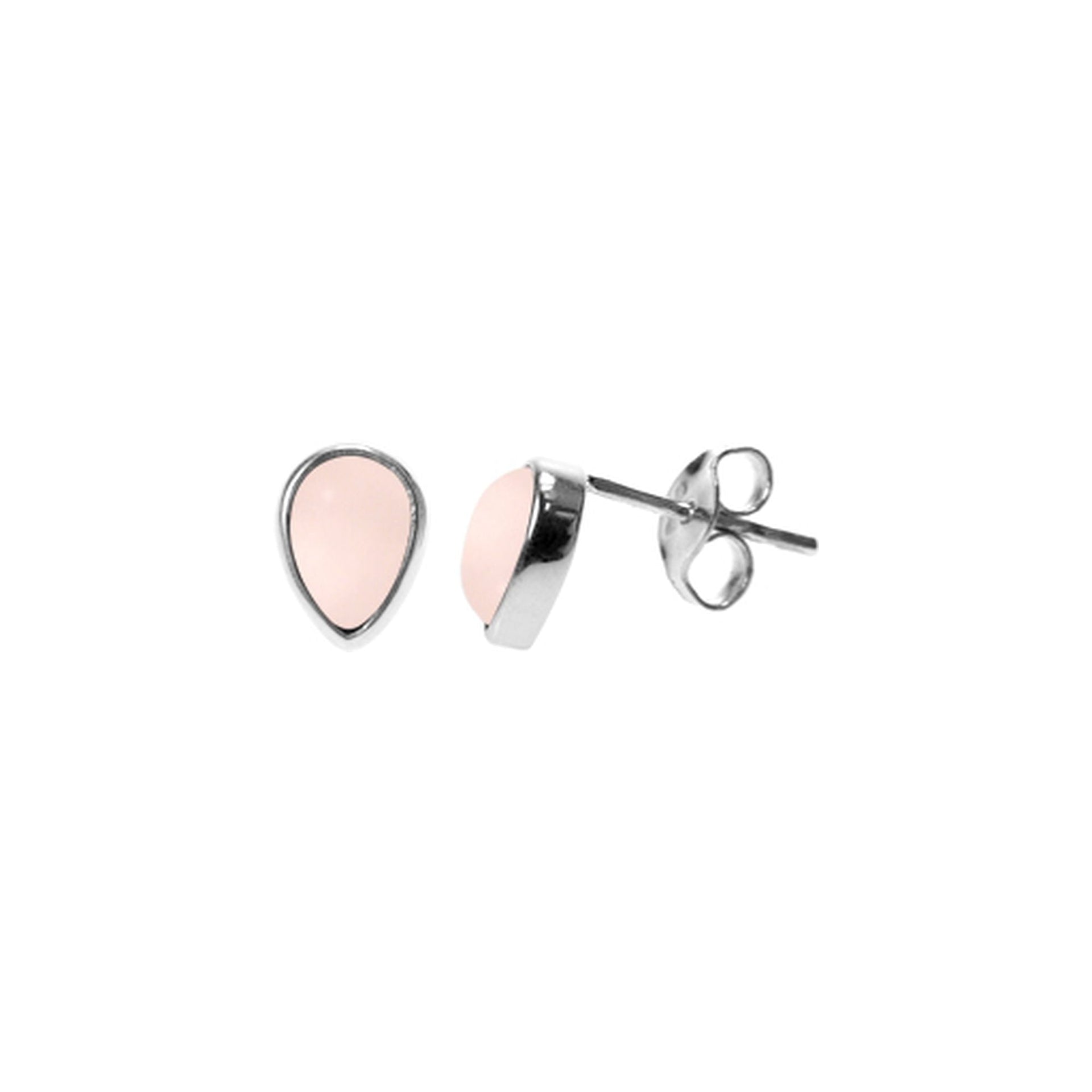 Samira small teardrop rose quartz studs
