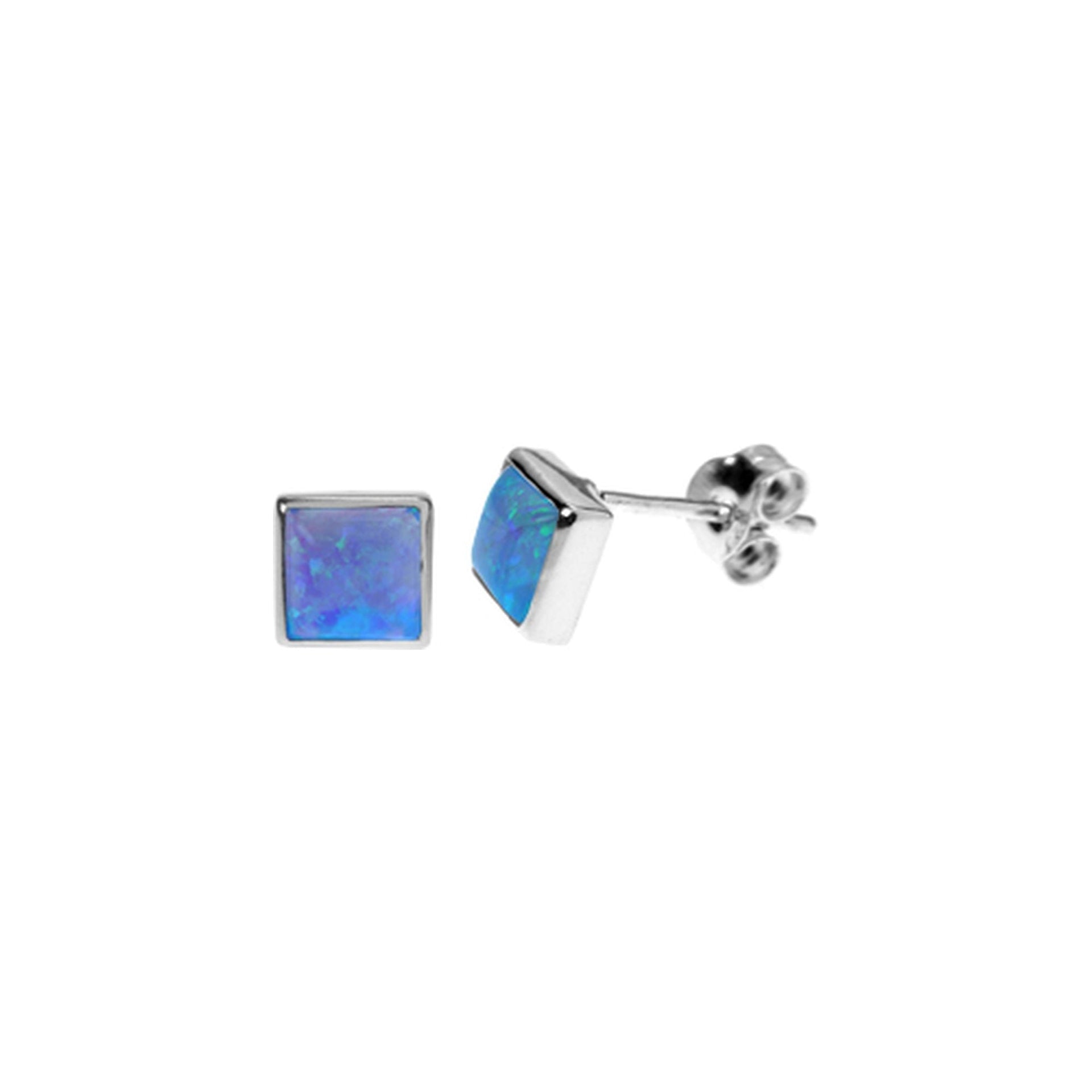 Angelica square blue opalique studs