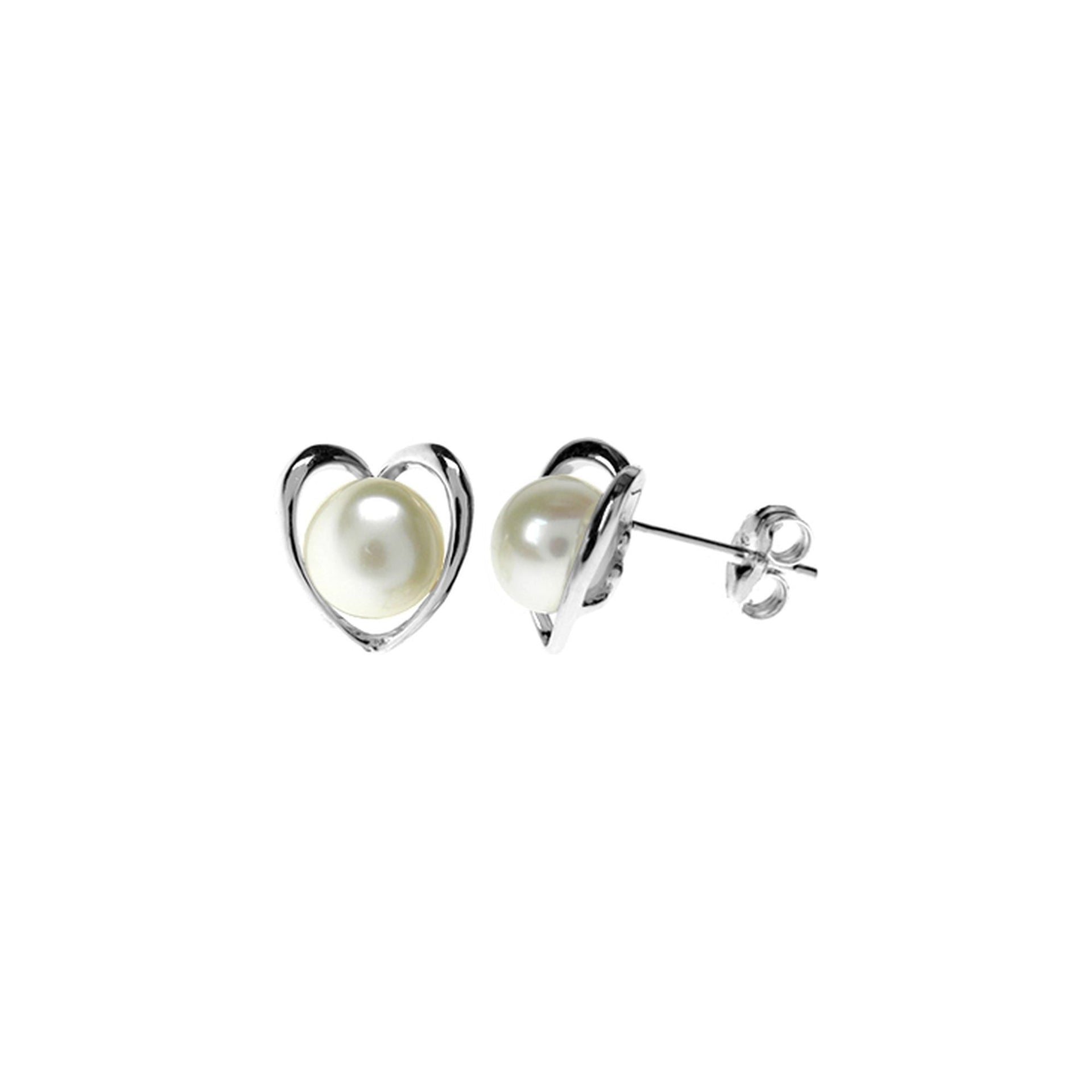 Astrid simple open heart pearl studs