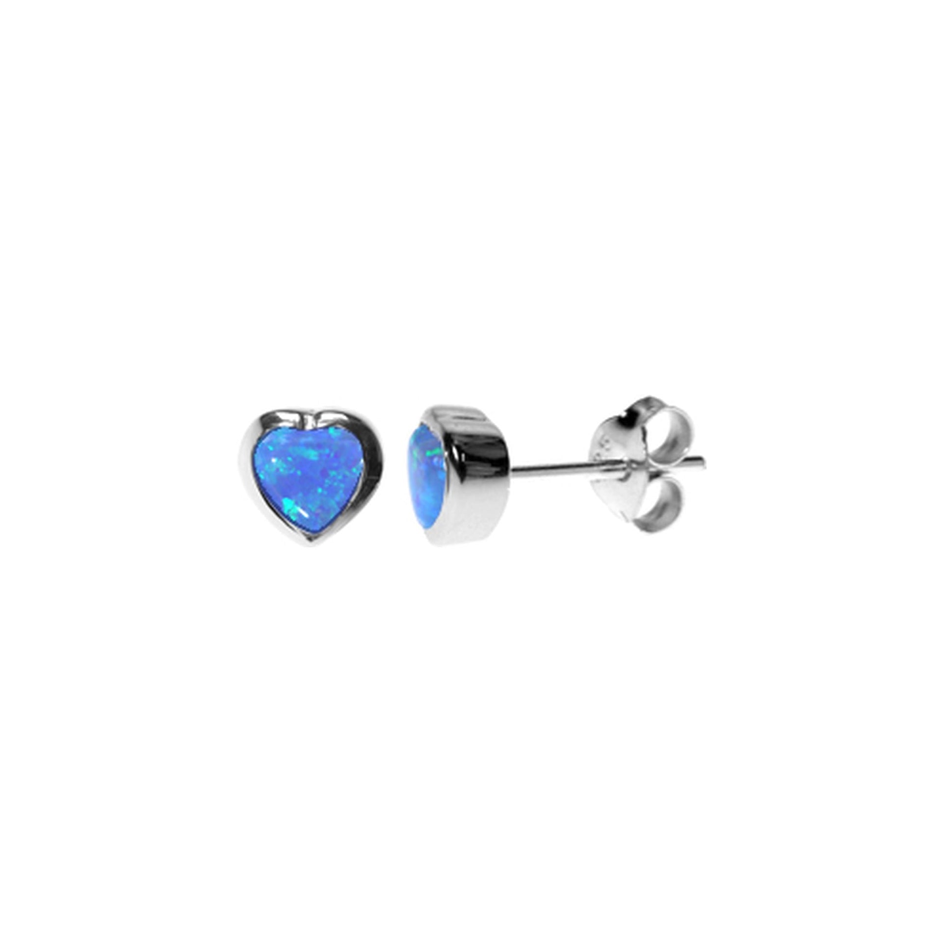 Angelica blue opalique heart studs