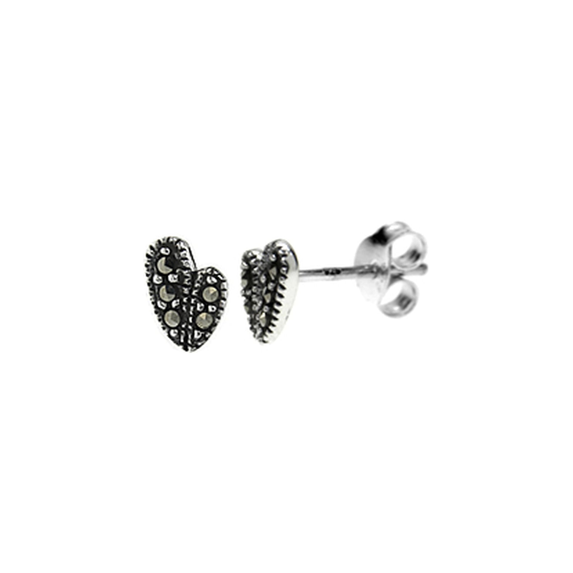 Marcasite offset heart studs