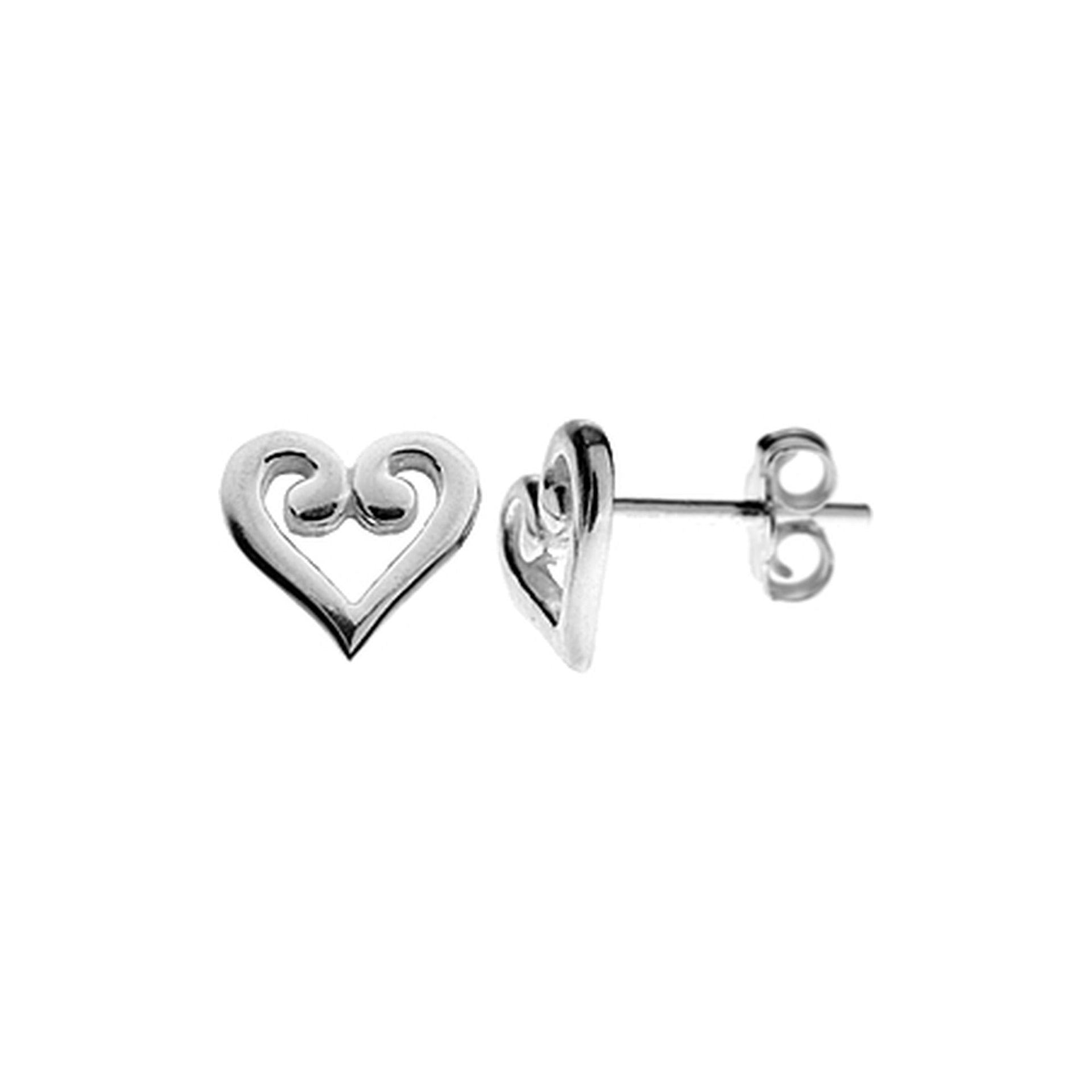 Lily scrolled heart studs