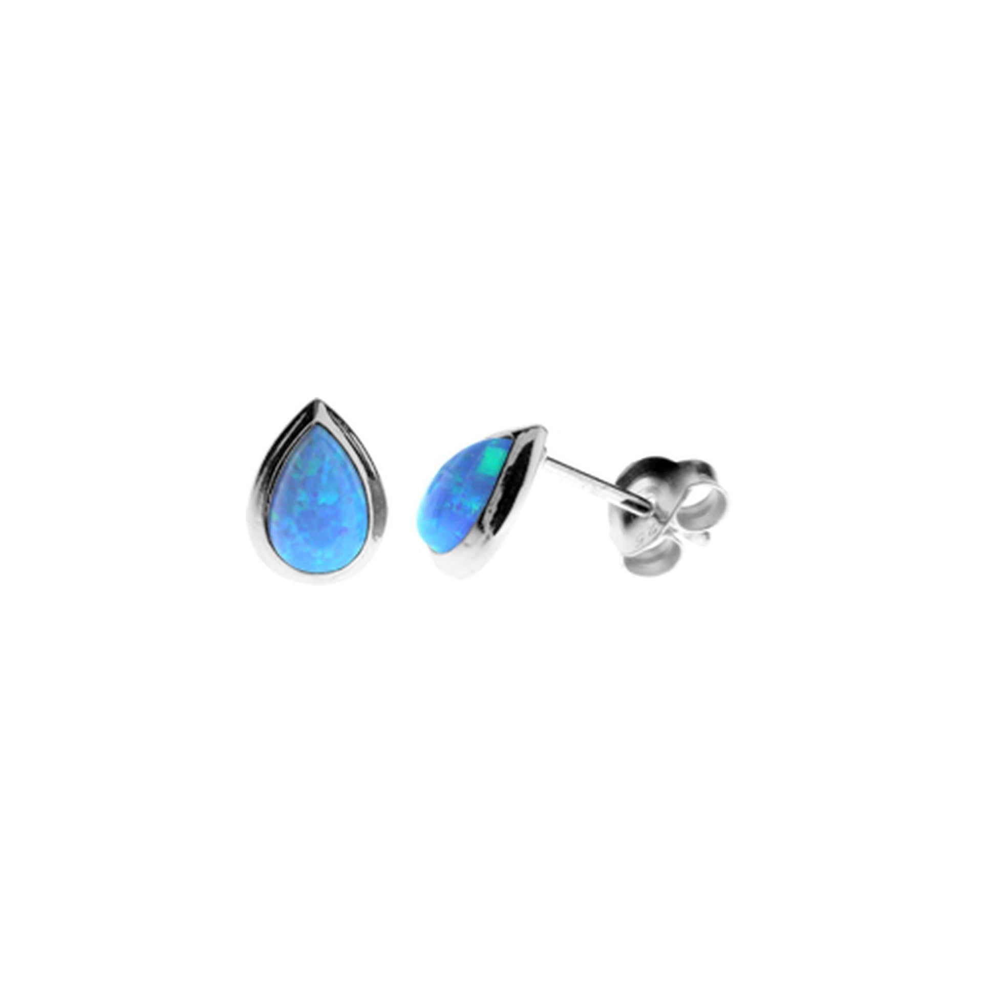 Angelica collet-set teardrop blue opalique studs